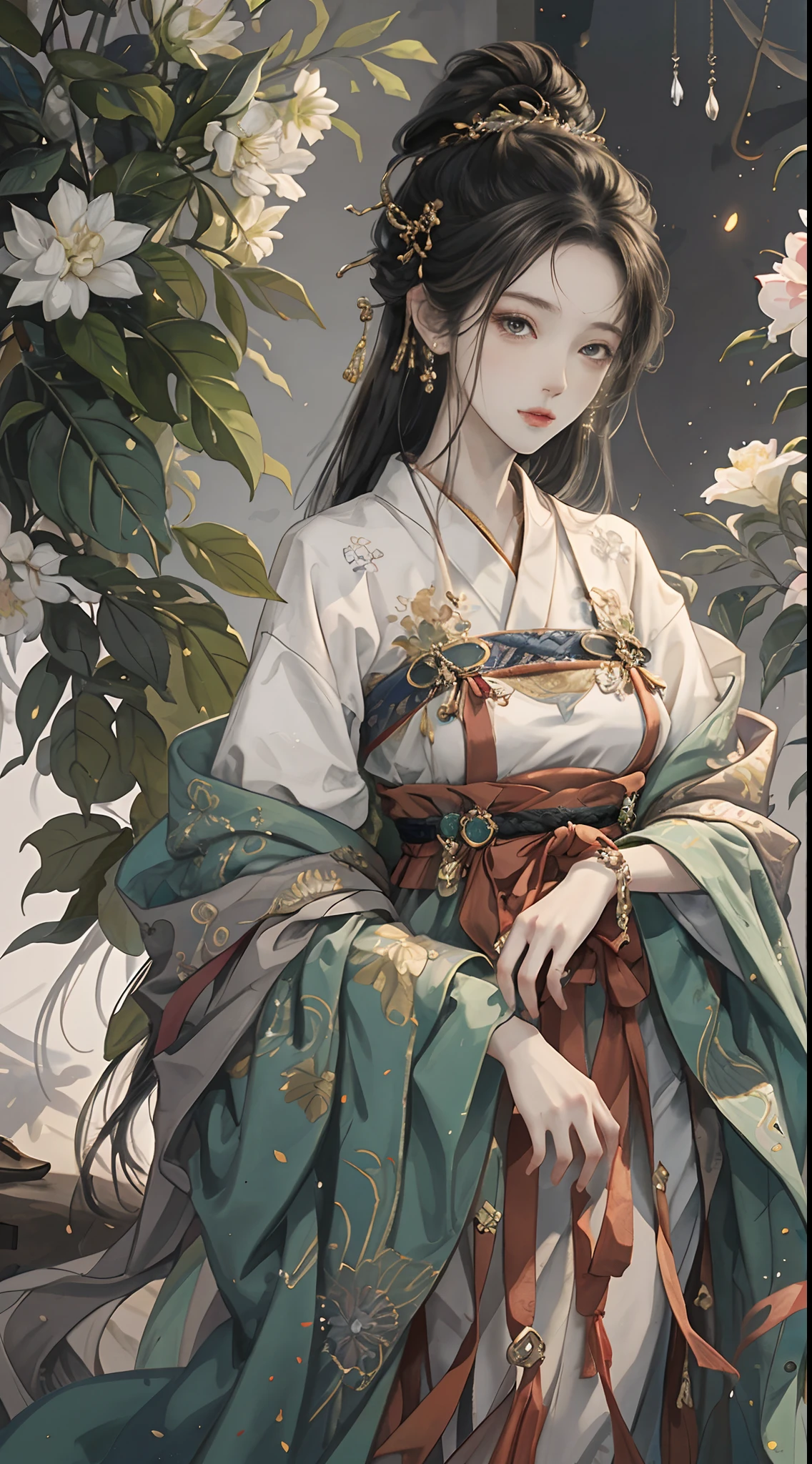 Original,(illustratio:1.1),(best qualtiy),(tmasterpiece:1.1),(the Extremely Detailed CG Unity 8K Wallpapers),(a color:1.2),1 God of osmanthus,goddes,,ancient costume,Hanfu,best qualtiy,Extremely detailed jewelry,Plum petals,scenecy,rios|Wagas,