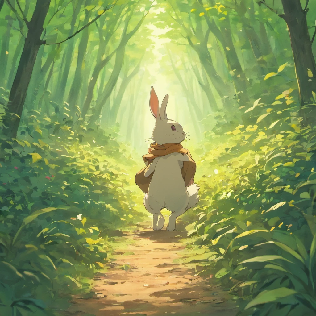 A bunny who lives in a beautiful burrow in the middle of the forest with his family of rabbits.