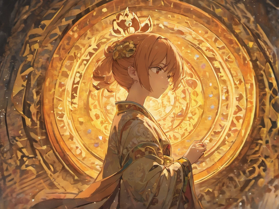A young boy of about 18 years old prayed three times before the Buddha to ask for wealth，Wealth comes first（The scene should be able to show the appearance of seeking wealth，The ancient Chinese style is a little more Japanese，The whole picture is the kind of picture that the sun just shines in in the morning）