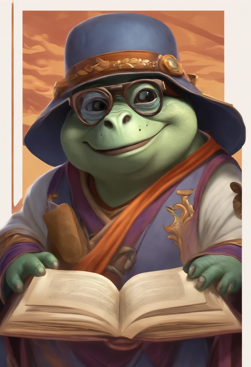 Grand master oogway ((nerdy)), reading glasses, bass guitar, bucket hat