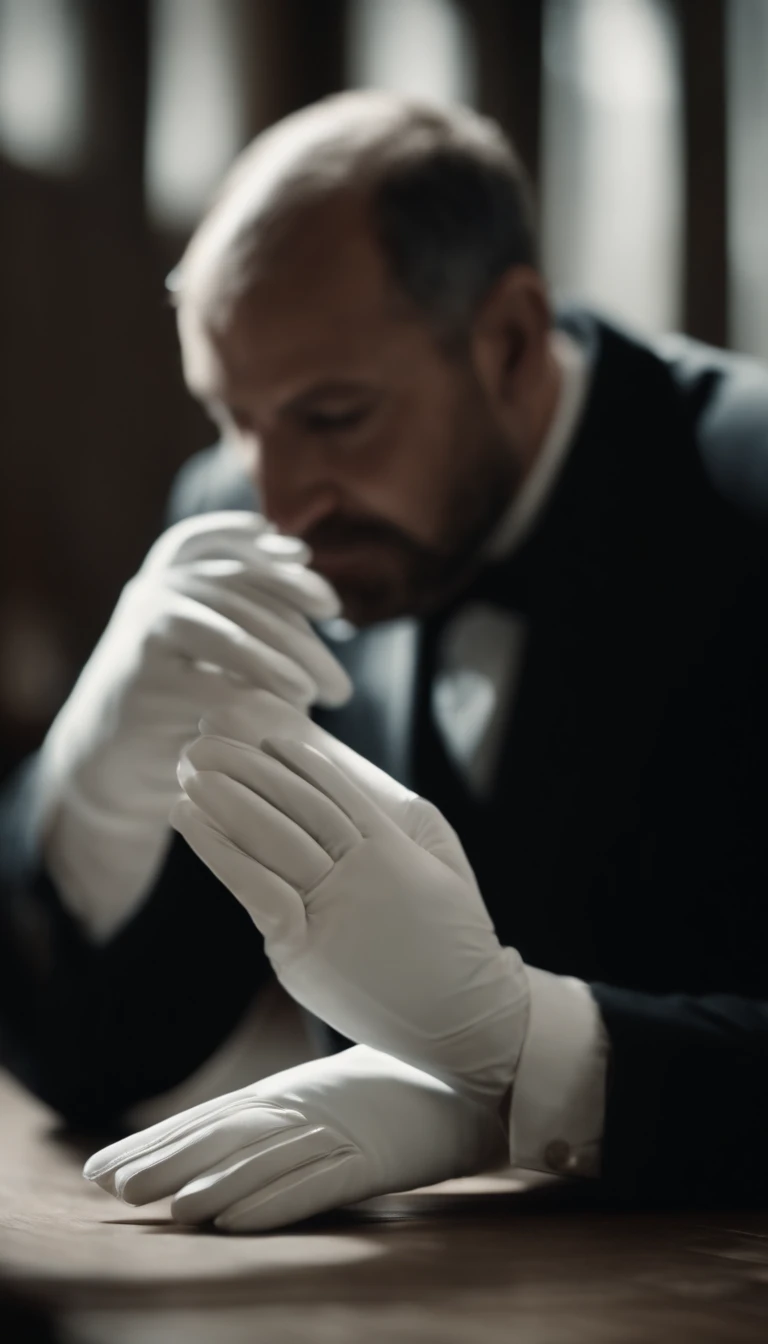 A lot of white gloves are falling