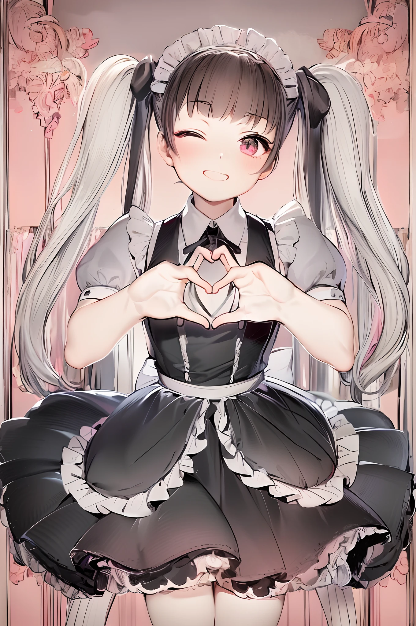 Painting of a girl in a dress,Bow knot, anime girl in a maid costume, in dress, anime cat girl in a maid costume, small curvaceous lolillipop, Loli, Mautfit, black and white manga style, shikamimi, offcial art, gorgeous maid, yandere intricate, mikudayo, anime moe art style