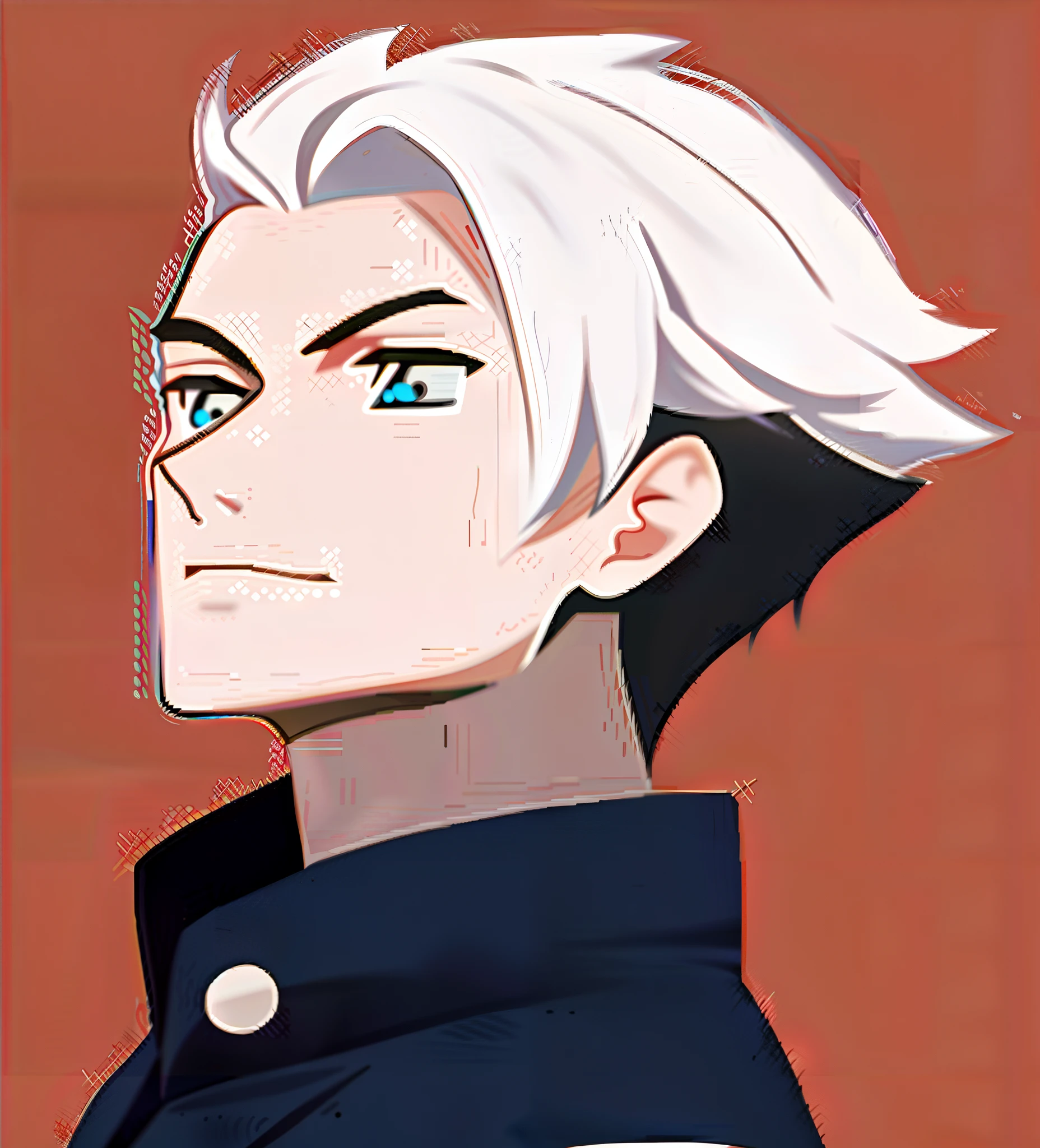 (best quality), handsome guy, cool guy, grey hair, blue eyes, smiling, ultra-detailed, anime render, line art