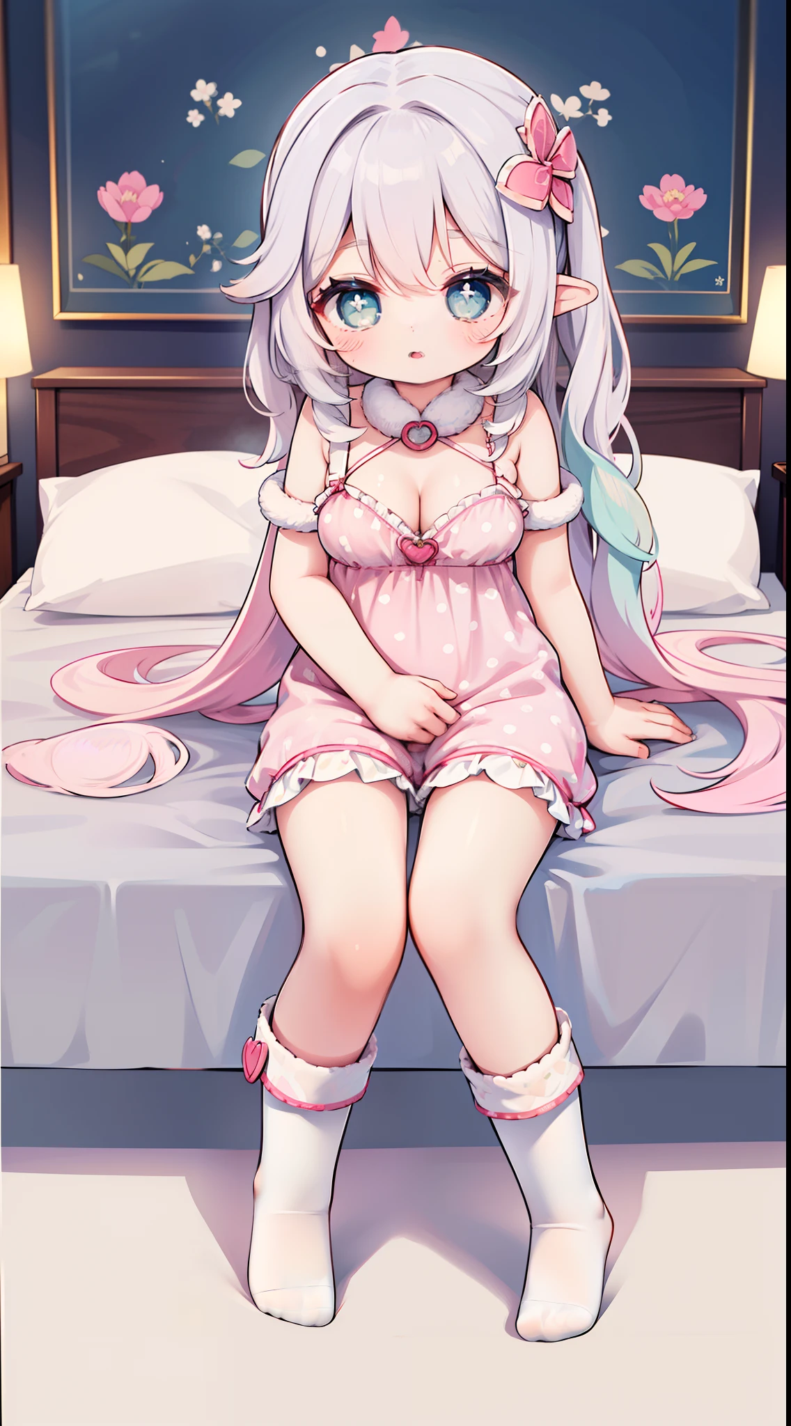 Anime girl sitting on a bed with a bird in her hand - SeaArt AI