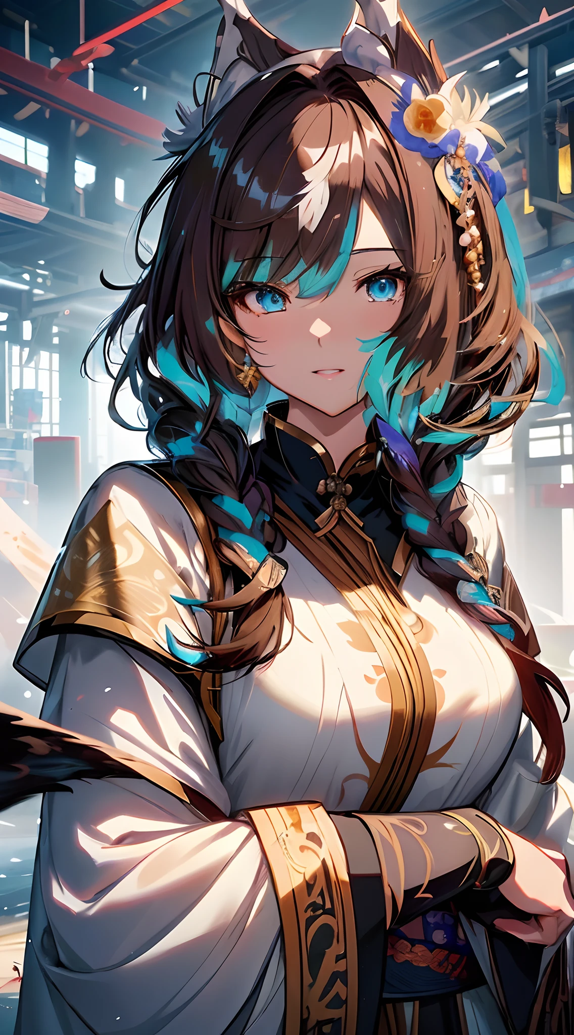 anime girl with long hair and blue eyes in a white dress, keqing from genshin impact, detailed digital anime art, trending on artstation pixiv, inspired by Leng Mei, extremely detailed artgerm, ayaka genshin impact, artgerm and atey ghailan, portrait knights of zodiac girl, digital anime illustration, digital anime art