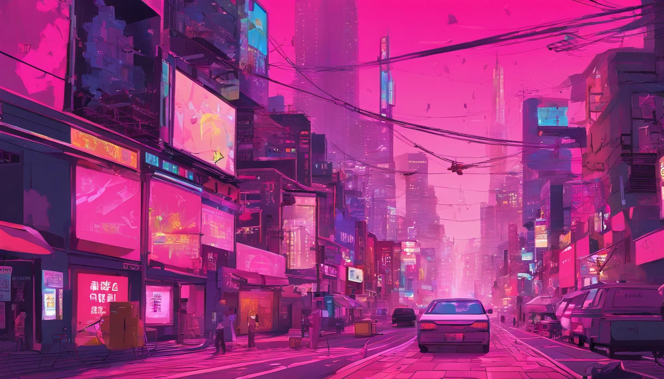 pinkcolor、Background Material、Shinjuku、Psychedelic style