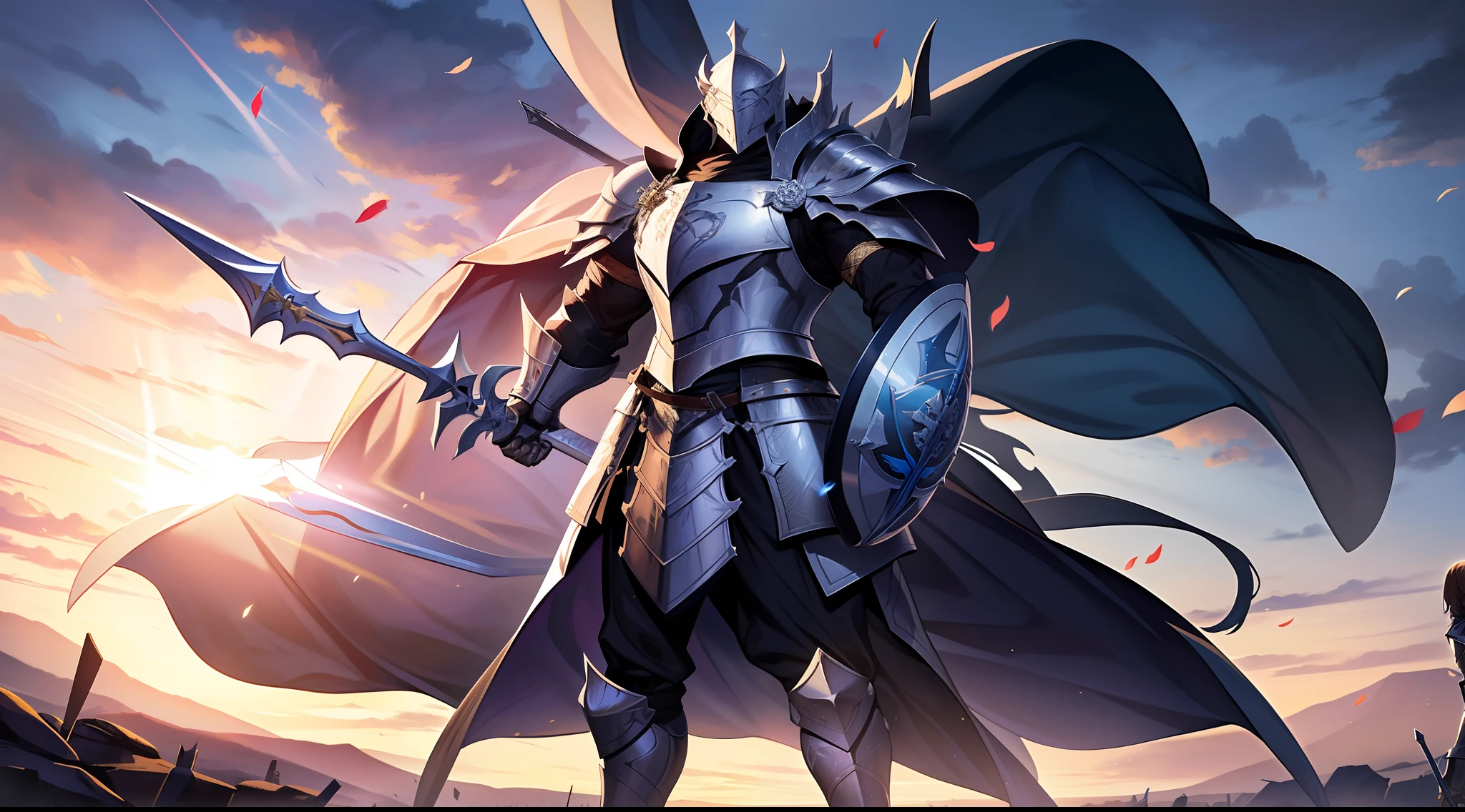 Outrageous resolution、masterpiece++、top-quality++、ultra-definition++、ultra-definition++、4k++、8k++、from side、(Background Focus)++、((1)))+++A knight wielding a giant shield who protects her friends behind her despite scars on her armor on the battlefield where a clothed woman destroys a city Praise、A knight who uses a huge shield to protect his friends behind him despite scars on his armor on the battlefield runes、A knight who uses a huge shield to protect his friends behind him despite scars on his armor on the battlefield magia、A knight wielding a giant shield who protects his comrades behind him despite scars on his full-body armor on the battlefield flying above 、A knight who uses a huge shield to protect his friends behind him despite scars on his armor on the battlefield married woman、A knight who uses a huge shield to protect his friends behind him despite scars on his armor on the battlefield president、Detailed contemporary art、Contemporary Art Style、A knight wielding a giant shield who protects his friends behind him despite scars on his armor on the beautiful modern battlefield the witch、A knight who uses a huge shield to protect his friends behind him despite scars on his armor on the battlefield college aged、Contemporary Art Behans、A knight who uses a huge shield to protect his friends behind him despite scars on his armor on the battlefield High school students、A knight wielding a giant shield who protects his friends behind him despite scars on his armor on a beautiful battlefield Female Jay、A knight wielding a giant shield who protects his friends behind him despite scars on his armor on a shiny floating battlefield shards、A knight who uses a huge shield to protect his friends behind him despite scars on his armor on the battlefield 、 A knight wielding a giant shield who protects his comrades behind him despite scars on his armor on a dazzling battlefield spark of light、A knight who uses a huge shield to protect his friends behind him despite scars on
