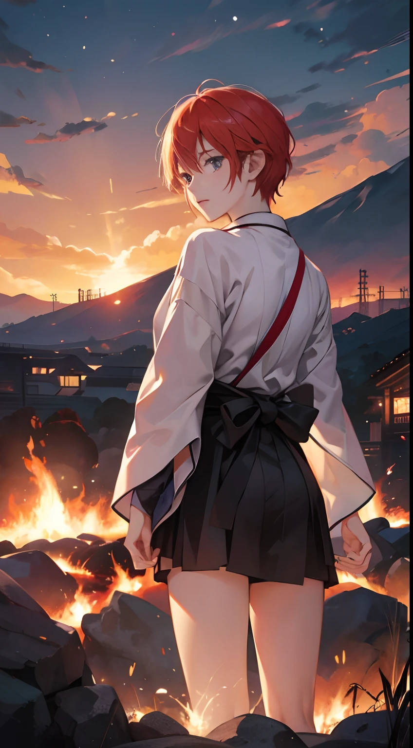 A E Marty, Katie Risor, Japanese anime, unravel five hanks burning field until you turn to ash, there is no escape, detailed, high resolution definition quality masterpiece
