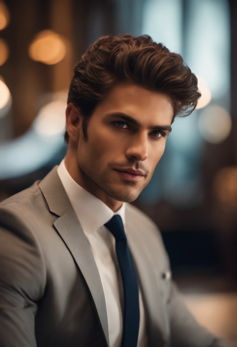 A realistic photo, Photorealistic: 1.4 Official Art, ultra detialed, Beautiful and aesthetically pleasing, beutiful, Masterpiece, of the best quality, Male Businessman,looks straight,a closeup of a