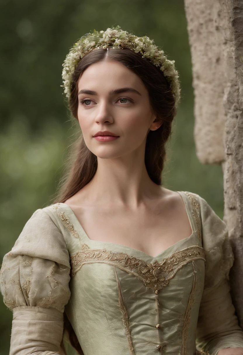 (((uma ferida avermelhada profunda atravessa sua bochecha esquerda))) tez justa, mulher em torno de 19 anos, cabelos brancos naturais, olhos verdes distintos, vestindo kohl, slender and graceful, Beautiful, luz de velas em um ambiente medieval, Ultra sharp focus, tiro realista, roupas femininas medievais, cores tetradicas (cicatriz:1.4)