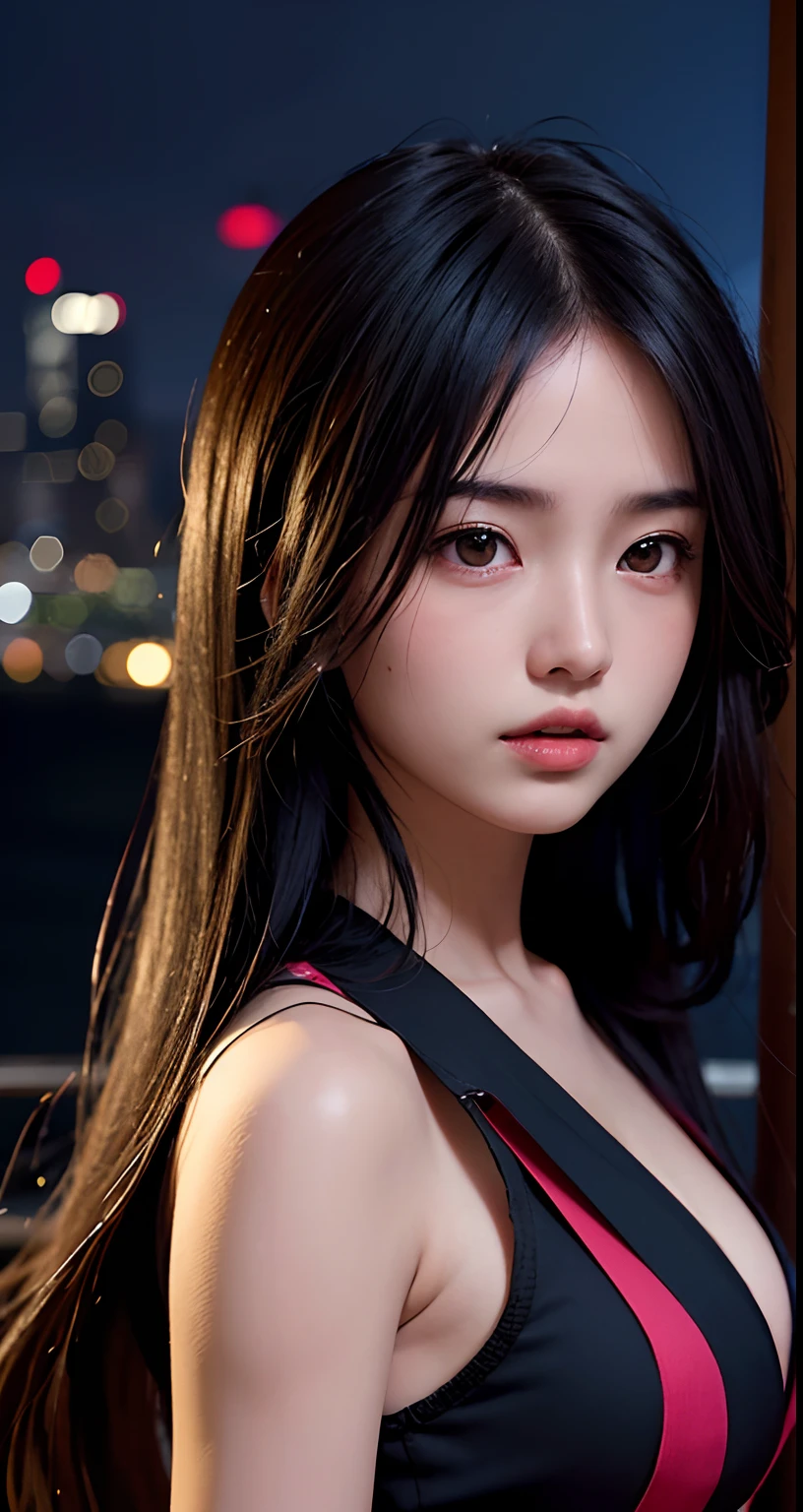 (8k, RAW Photos, Highest quality, masterpiece: 1.2), (Realistic, photo Realistic:1.3), 1 Japanese cute lady, 20-year-old, alone, (Idol face:1.2), (Beautiful attention to detail:1.2), Realistic human skin, Perfect Anatomy, Sensual, Curved body, (medium breasts), Big Ass, Thick and wide thighs, ((wearing a white chemise)), Long Straight Hair, (View your viewers:1.2), Front view, Face Focus, (depth_of_Field:1.5), Natural light, Photon Mapping, Moody lighting, Cinema Lighting, Lens flare, Available Light, Rim Light, Studio Lighting, in hotel room, Outside there is a thunderstorm and heavy rain, Moody aesthetic, random sexy pose,