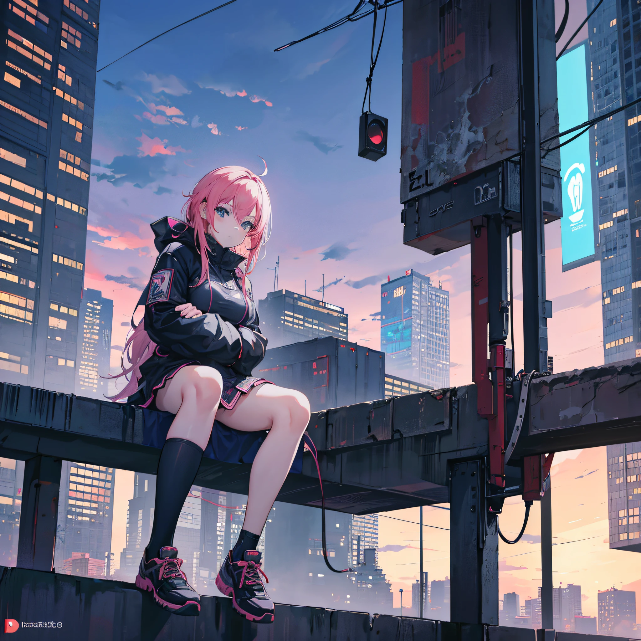 Anime girl sitting on a wall in a city with a phone, seductora chica de anime, Chica de anime cyberpunk, Chica femenina de anime cyberpunk, Badass Anime 8K, Anime Arte cyberpunk, Mejor fondo de pantalla de Anime 4K Konachan, Arte digital cyberpunk anime, arte de anime cyberpunk, Oppai cyberpunk, Estilo anime 4K, Fondo de pantalla de anime 4k