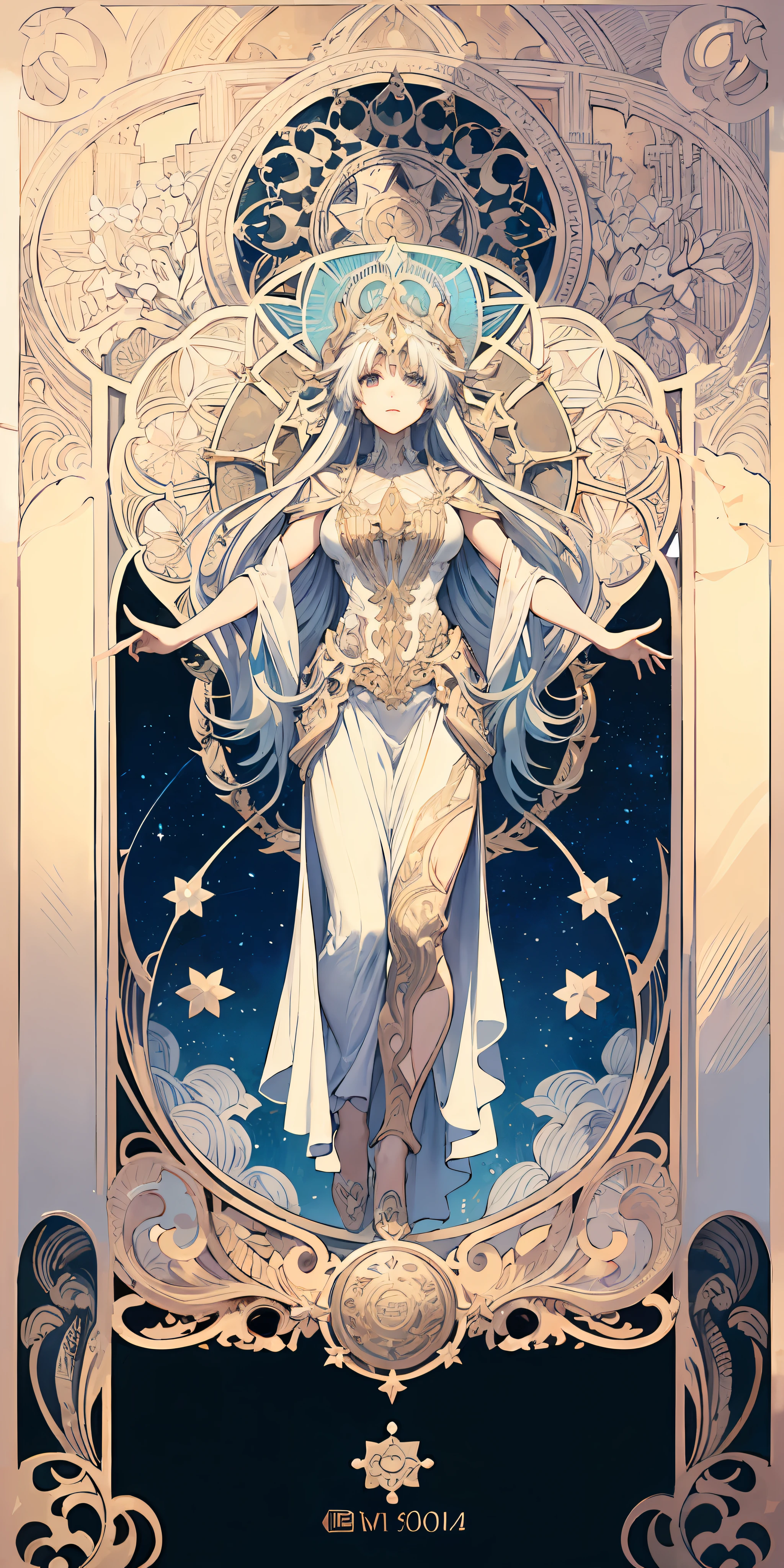 Blank box,Blank card, Slim frame,Flower frame, Decorative panels, abstract artistic, Alphonse Mucha (tmasterpiece, best qualtiy, A high resolution: 1.4), A detailed, Complicated details, 4K, Color splattering, Line art, Fibonacci, starrysky, natta, exteriors, Clouds, Reflectors, Eau, magick, (tarot cards),Cards, ((beautiful golden crystal star)) buliding, palaces, Patterned, Sumeru, Clouds, themoon
