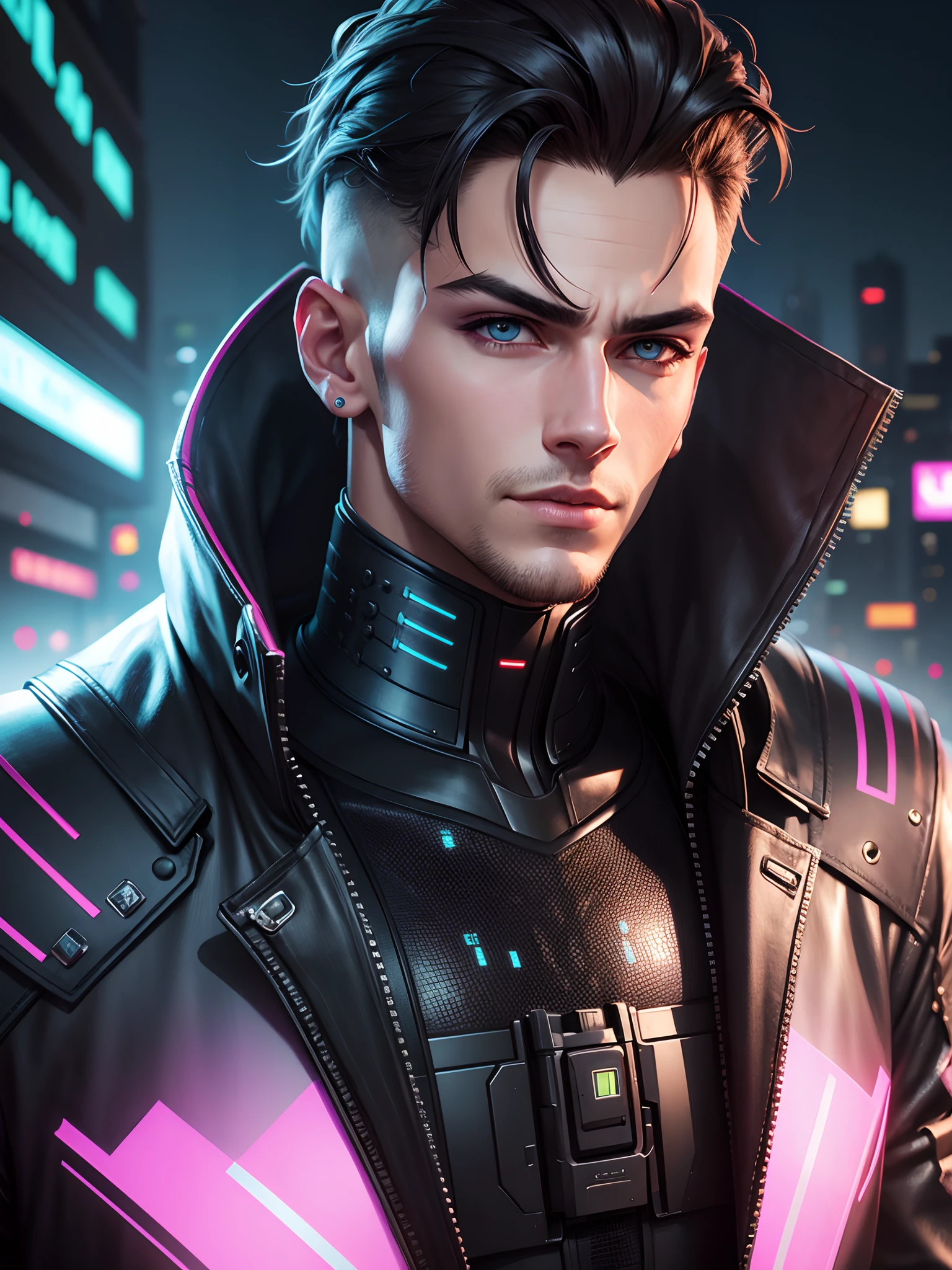 Change background cyberpunk handsome boy. Realistic face ultra realistic 4k realistic