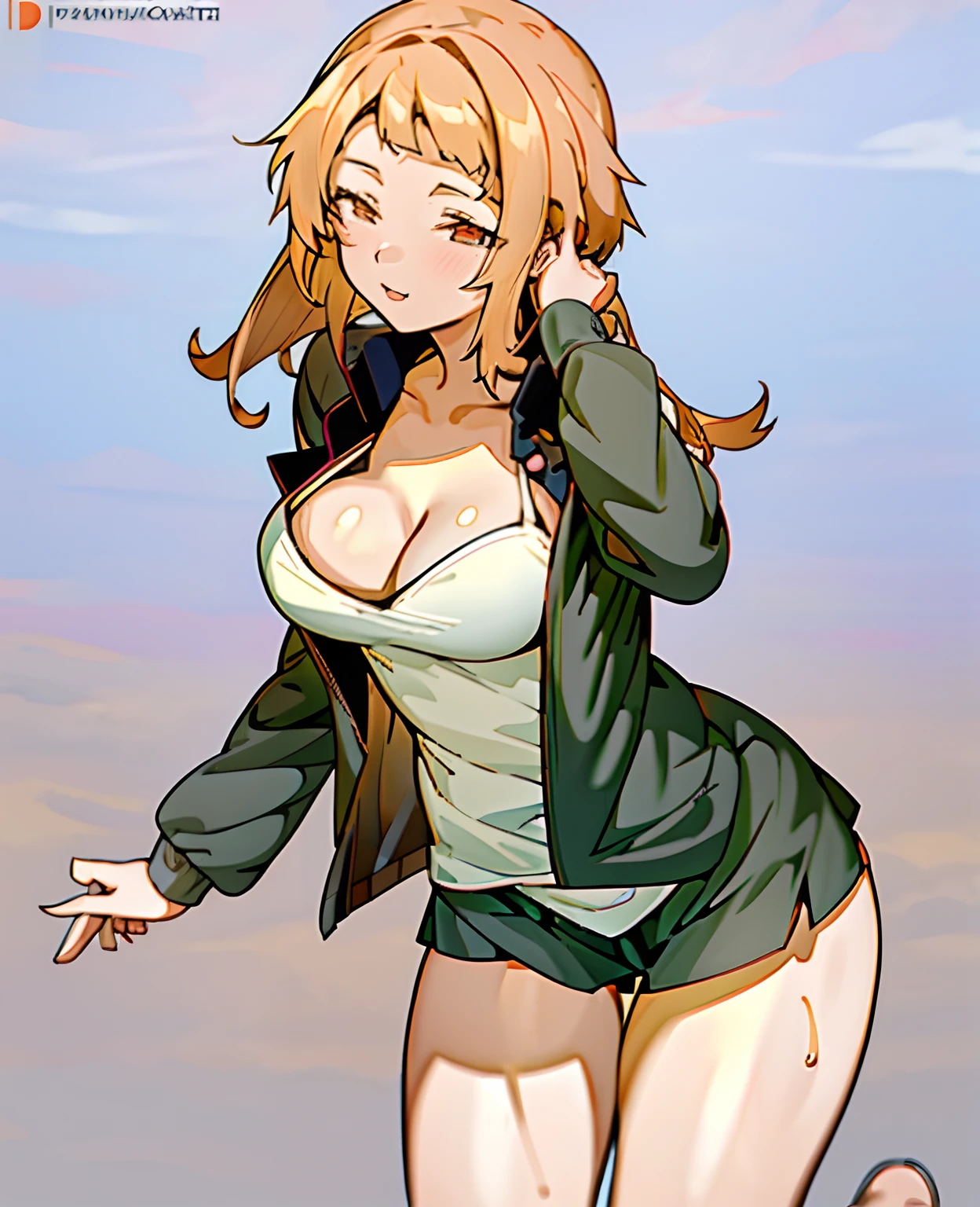 anime girl with a very big breast posing for a picture, seductive anime girl, cushart kenz, from girls frontline, small curvy , anime moe artstyle, anime goddess, ecchi anime style, ayaka genshin impact, fullbody commission for, fine details. girls frontline, oc commission, commission for high res, thicc, zerochan art ,