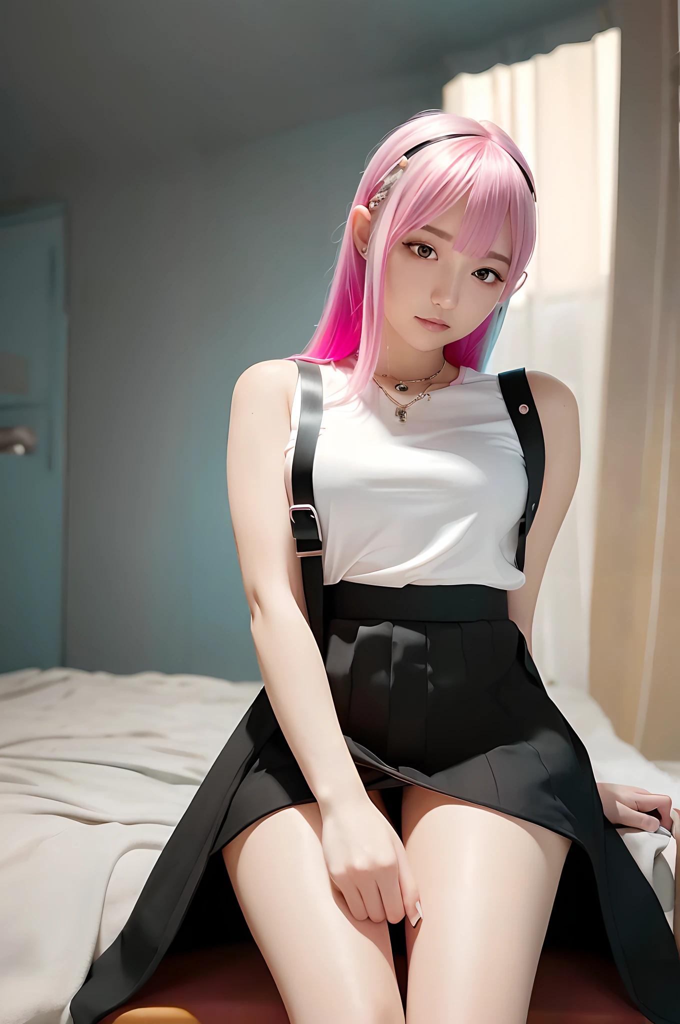 (masterpiece: 1.2), (high quality), 1girl, solo, lying, sakura haruno, pink hair, long hair, green eyes, red clothes, bare bottom, no panty, no underwear, pussy, hairy, black knee high socks , real whole body , realistic , reality , highly detailed , image looks very detailed , UHD quality , 8k lens , 70mm