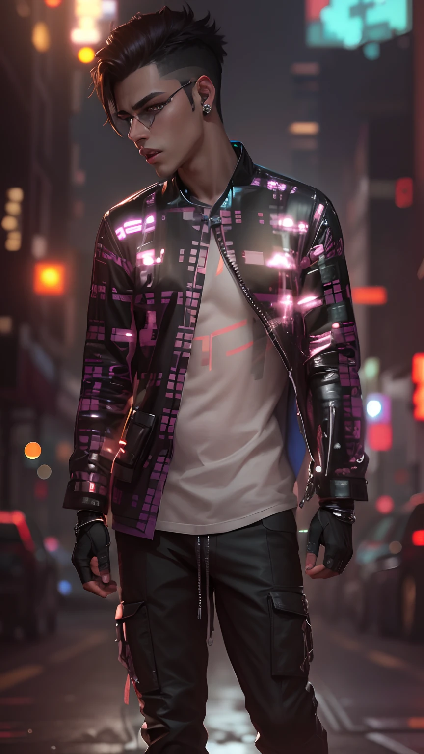 Change background cyberpunk handsome boy realistic face 8k ultra realistic face