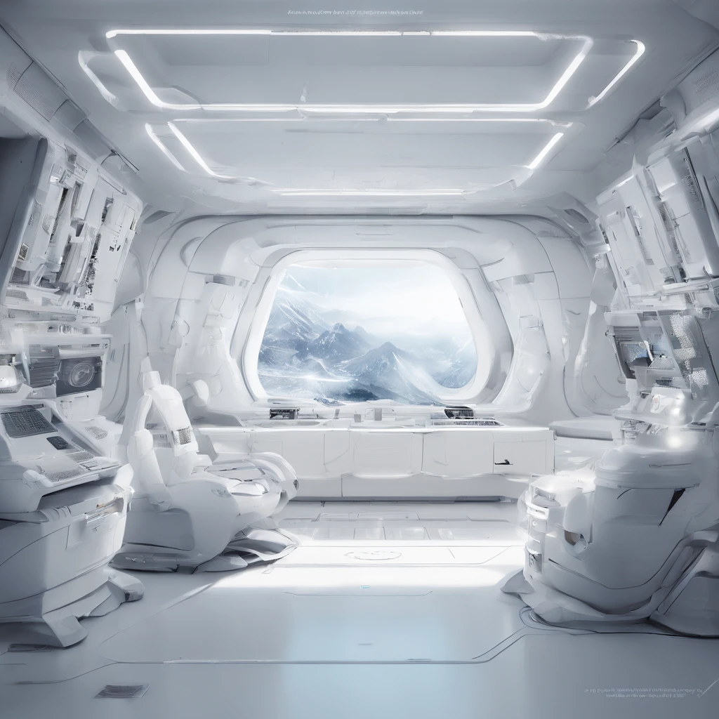 Pure white room,Meticulous environment,monitor with data dashboards everywhere, masterpiece, 8k, high resolution
