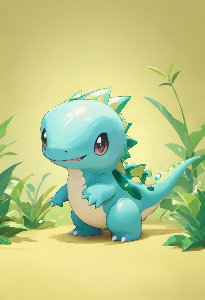 Cute kawaii dinosaurs,teal skin,Popmart blind box,claymaterial,Bright background,arte 3D,depth of fields,pixar trend,hyper realisitc,Ray traching,Complicated details,animation lighting,full bodyesbian,Standing is more three-dimensional