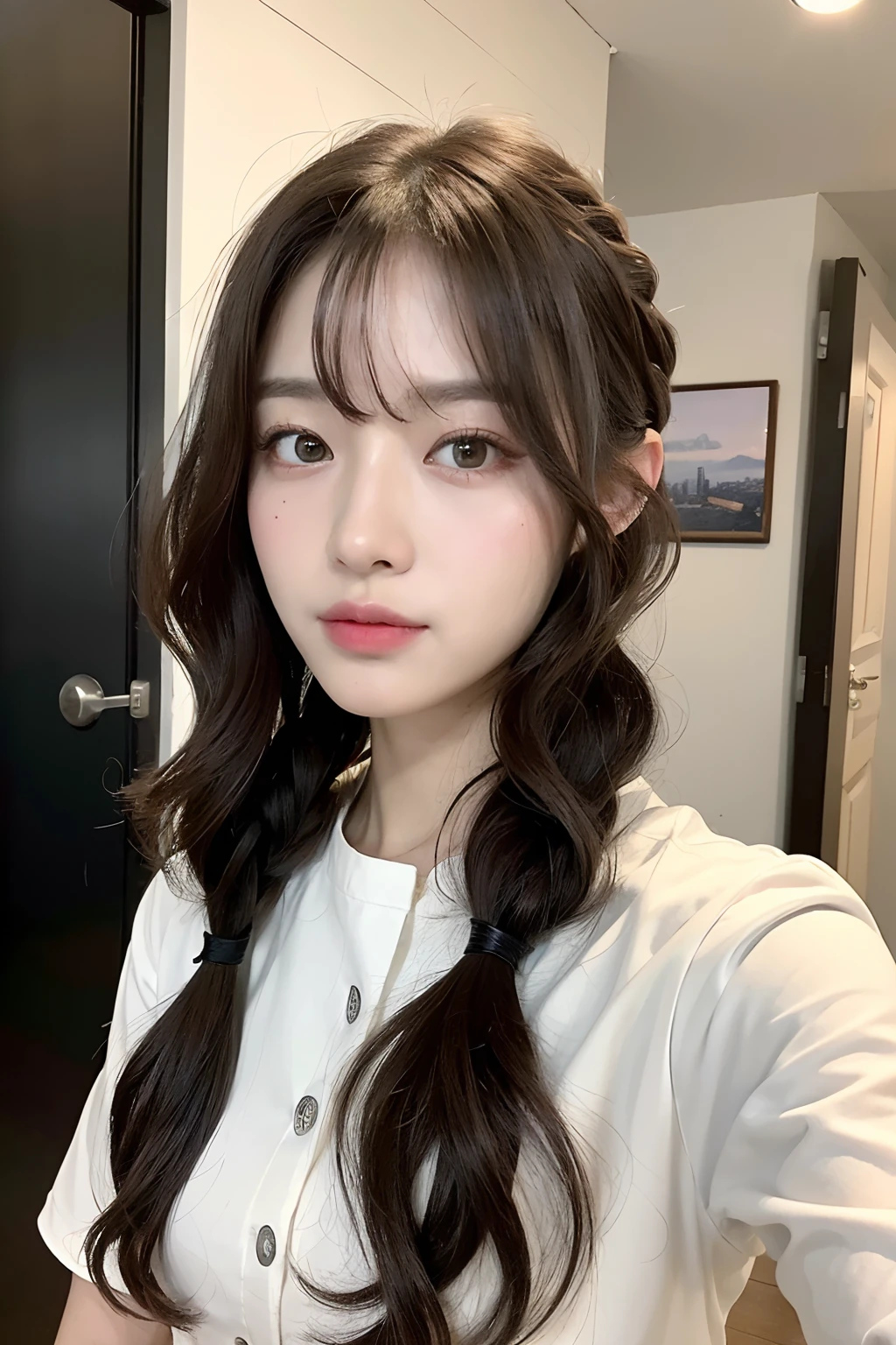 ((Best quality, 8k, Masterpiece :1.3)), 1girl,(random hairstyles), Casual outfit :1.2, Indoor, Ultra-detailed face, Detailed eyes, Double eyelid