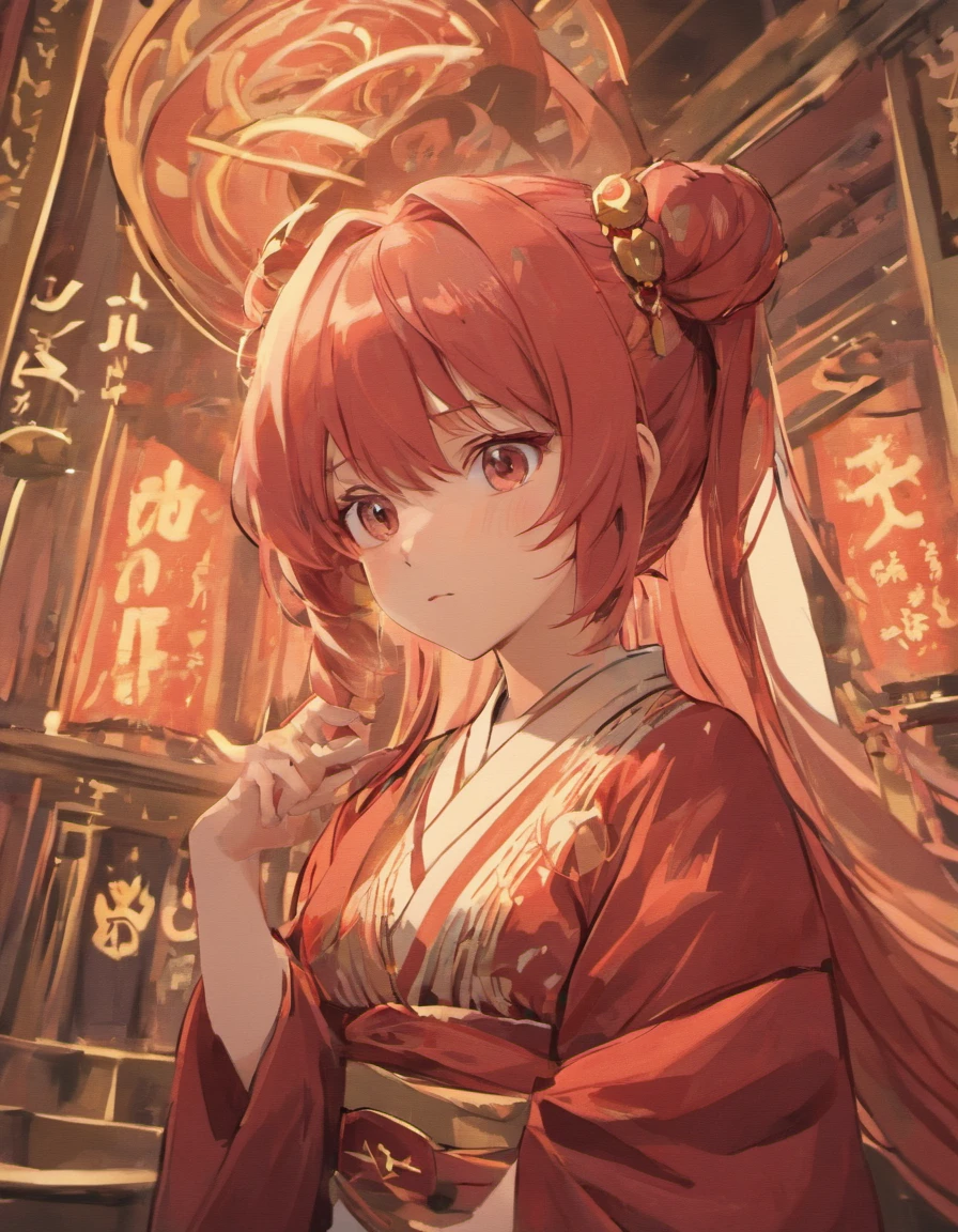 (best quality, masterpiece:1.12), {good eyes:1.2}, (detailed pupil:1.15), (perfect eye:1.2), (1girl), smug, (red kimono), (red haired girl), (red ponytail) sitting on a desk, medieval, fantasy, high-definition, detail representation, complex details, 4k anime style, (detailed), {maximum resolution}, (high quality:1.25), (perfect anatomy), (perfect face:1.2), (detailed face:1.1), detailed digital art of anime, (digital art anime:1.25), (good hands), (good arms), perfect body.
