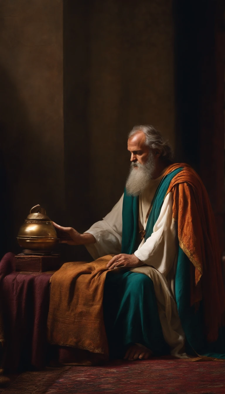 The apostle Paul looked at the screen, Long clothes, religion, Ultra photo realsisim