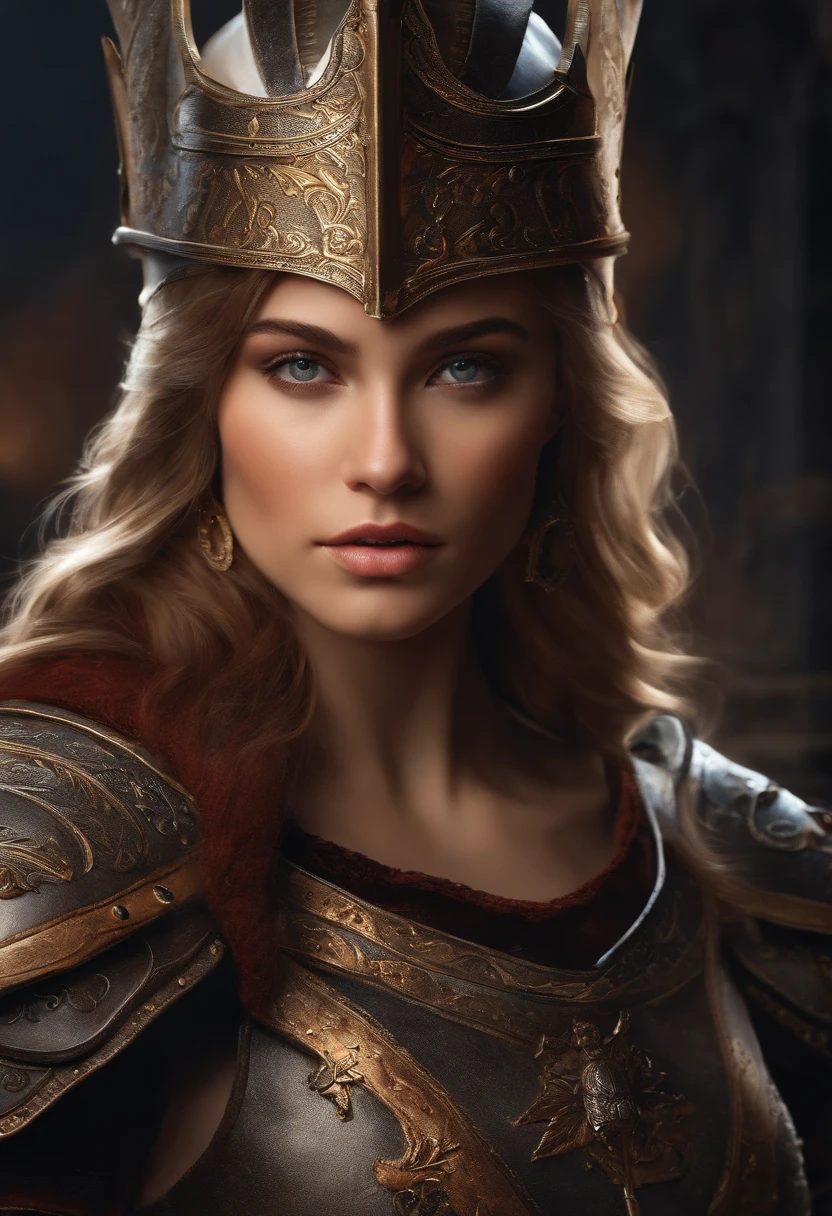 realistic, 1 girl, valkyrie, knight, helmet, medieval, warrior