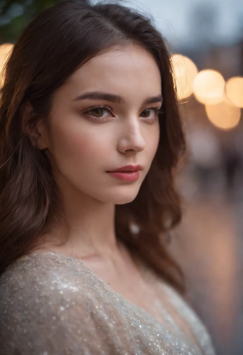 photo of Adeline_Pi portrait, Girl on a rainy night,Front lens,Street background (Close-up Shot Shot:1.6),best qualtiy,f / 1 HD photography T bokeh,Depth of field Macro The atmosphere is sad