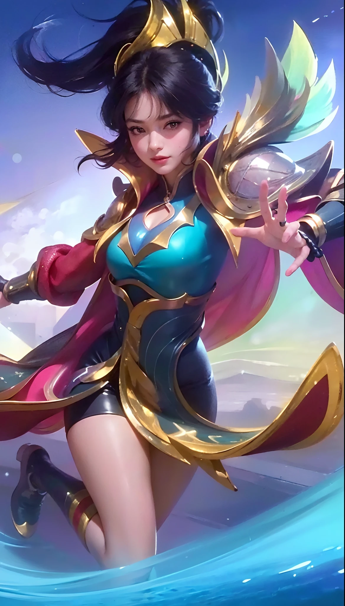 (8k, RAW photo, photorealistic:1.25) ,( lipgloss, eyelashes, gloss-face, glossy skin, best quality, ultra highres, depth of field, chromatic aberration, caustics, Broad lighting, natural shading,) looking at viewer with a serene and goddess-like happiness,