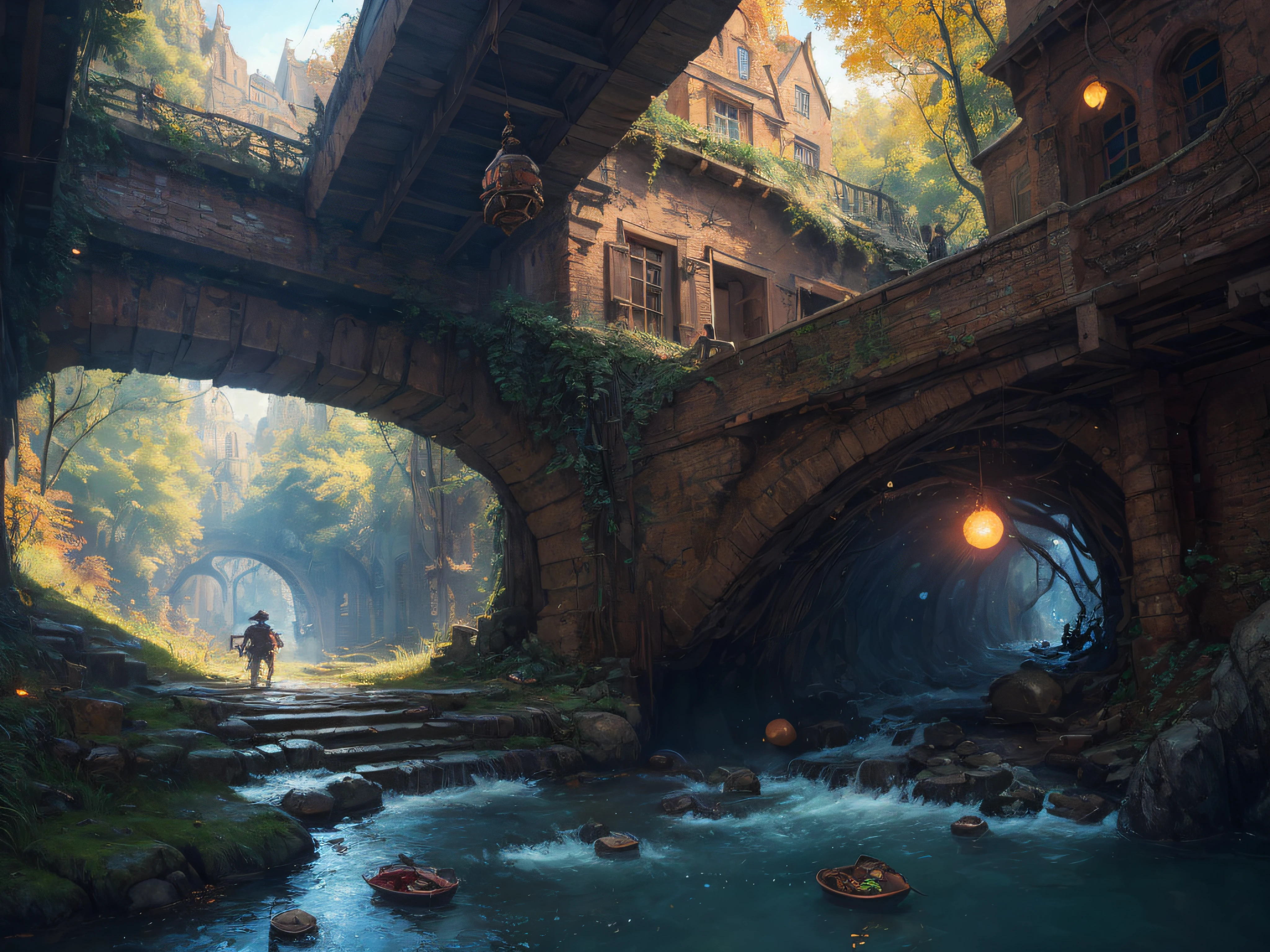 (good hands:0.8), hard hat, Atey Ghailan, dreamlikeart, mighty oak, Antonio Moro, instrument, glowing orbs, best artists, day, Dynamic composition, sophisticated, overdetailed art, (best_quality:1.3), highly detailed, pixel art, (ultrarealistic:1.3), Fill light, (detailed), fantasy, masterpiece, (dynamic angle:1.4), intricate details, architectural streets, safety culture, exploration, in an aqueduct, crouching on land next to small brook, hdr, 3d, hyper detailed photo, interior architecture, high quality shadow, beautiful and aesthetic, (illustration), chair, creativity, luxurious, (radiosity), texture, Dutch Angle Shot, raw photo, (bio), Simon Stalenhag, solo, matte painting, standard, hyperrealism, (by antoine blanchard and casey baugh:1.1), good quality, harmony, beautiful, detailed and intricate, 4k unity, best quality, anime, turned