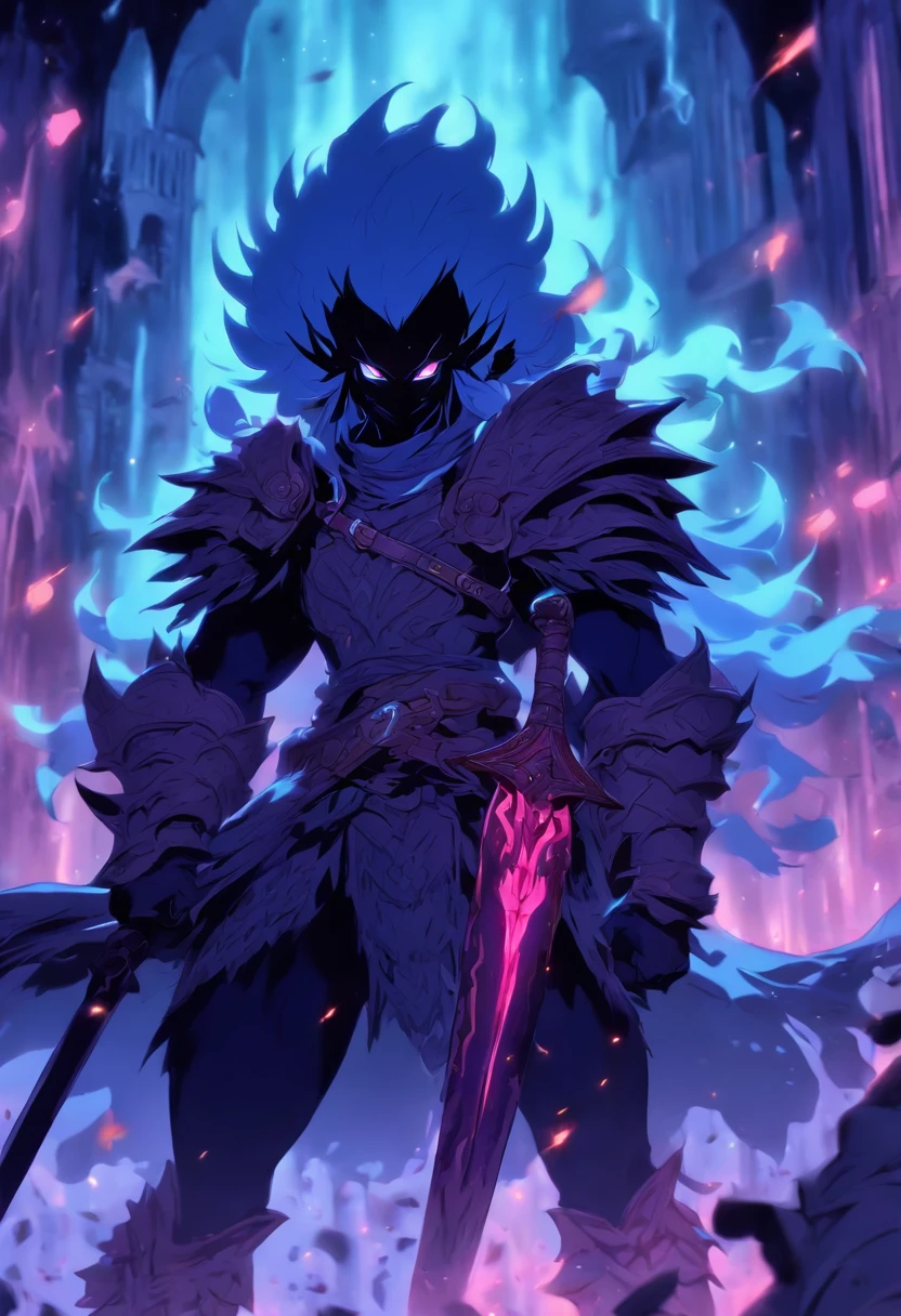 un drow elfo de pelo negro y largo, con un martillo de guerra, tiene una armadura de cota de malla, is fighting creatures of the night, un resplandor a su alrededor deja ver que es un paladin, tonos oscuros, 80s anime still, Moda retro, Dungeon and Dragons Character Dark Fantasy Digital Art Muted Colors, Colores retro apagados