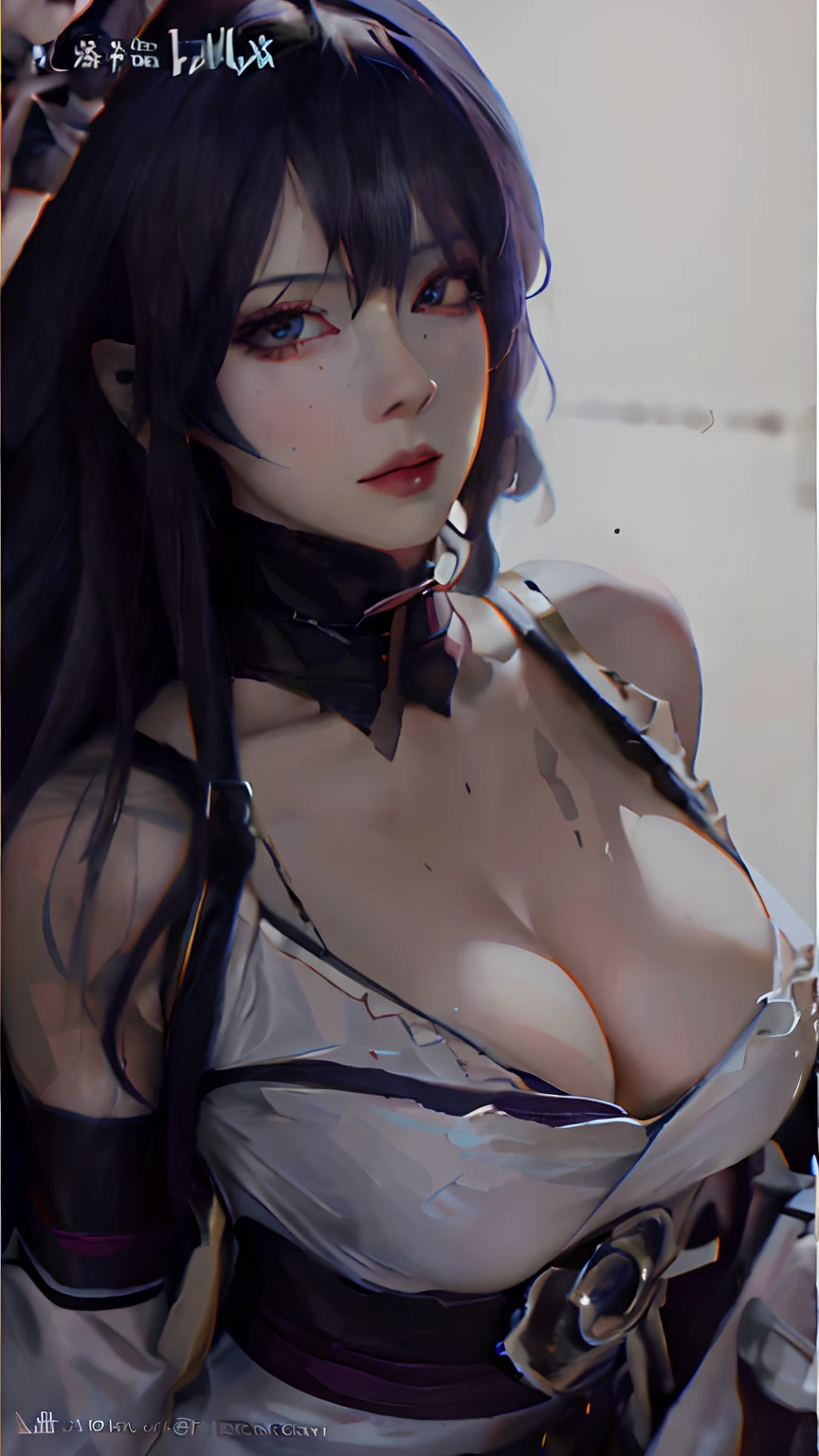 a close up of a woman with a very large breast, alluring tipha lockhart portrait, ff Tifa, tifa lockhart portrait, Tifa Lockhart, portrait of tifa lockhart, Guviz, tifa lockheart, Extremely detailed Artgerm, photorealistic anime girl rendering, Guviz-style artwork, Tifa Lockhart with white hair