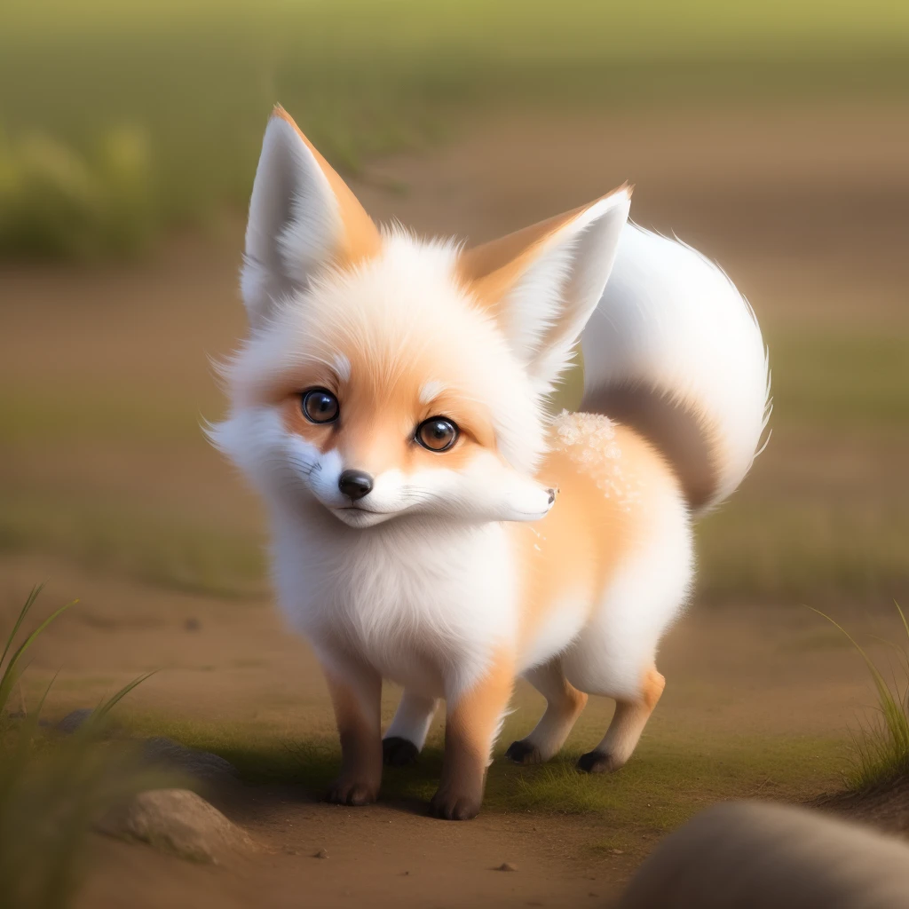 White cute little fox