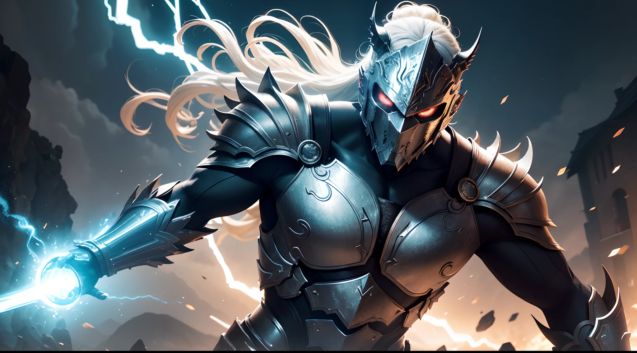 Warrior, mask, shiny, detailed body, Saenyo Ancalagon majestic Paladin armor Cinematic lighting intricate metal, fighting stance, magic circle, lightning effect, detailed everything, show your skill A, 4K Ultra HD. best quality, high quality, High details, juice, accurate, anatomically correct, textured skin, detailed costume, intense action scene, extraordinary abilities, breathtaking special effects, cinematic quality, Epic showdown, CGI realistic, high definition resolution.