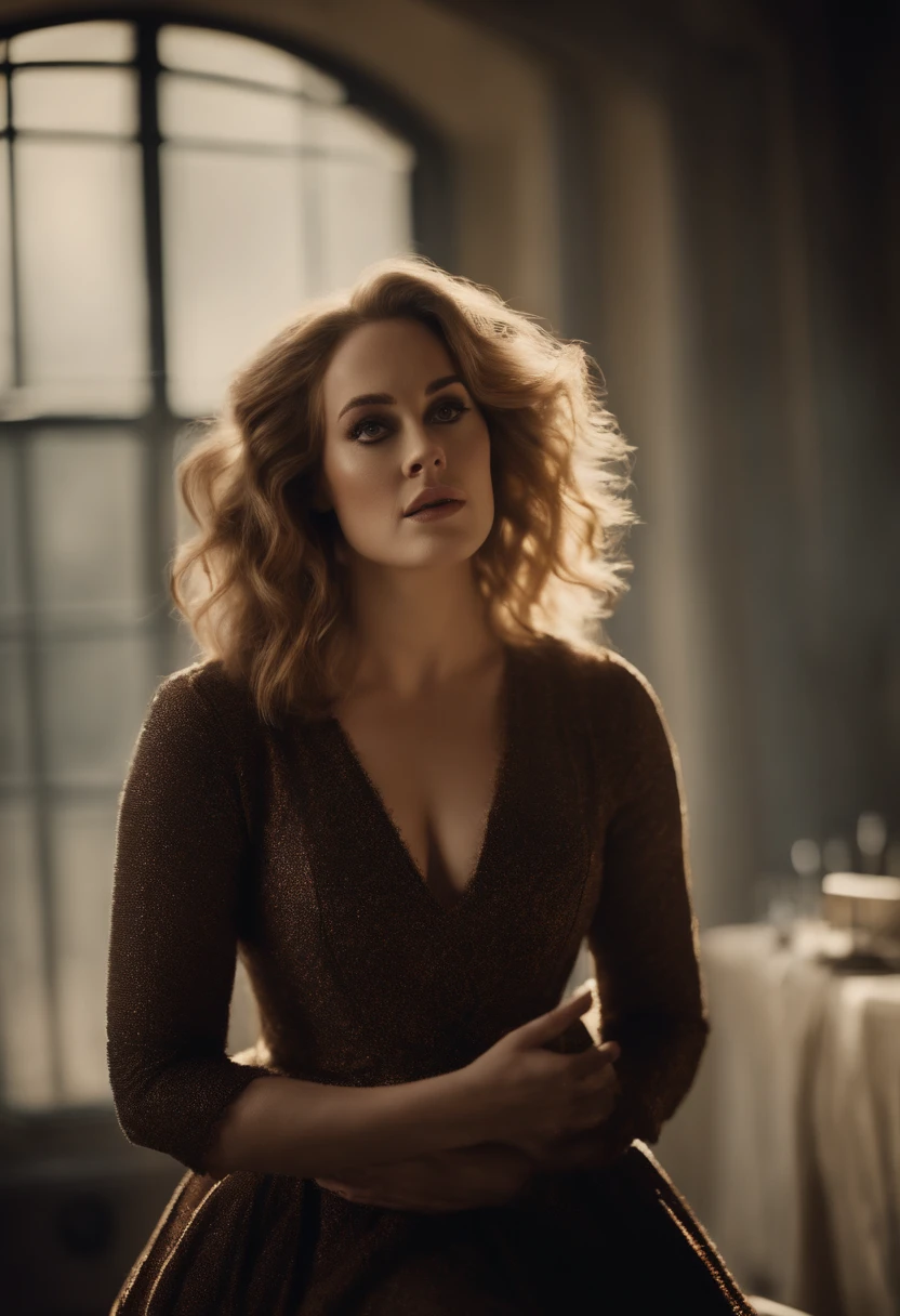 Adele cantando con el pelo ondulado