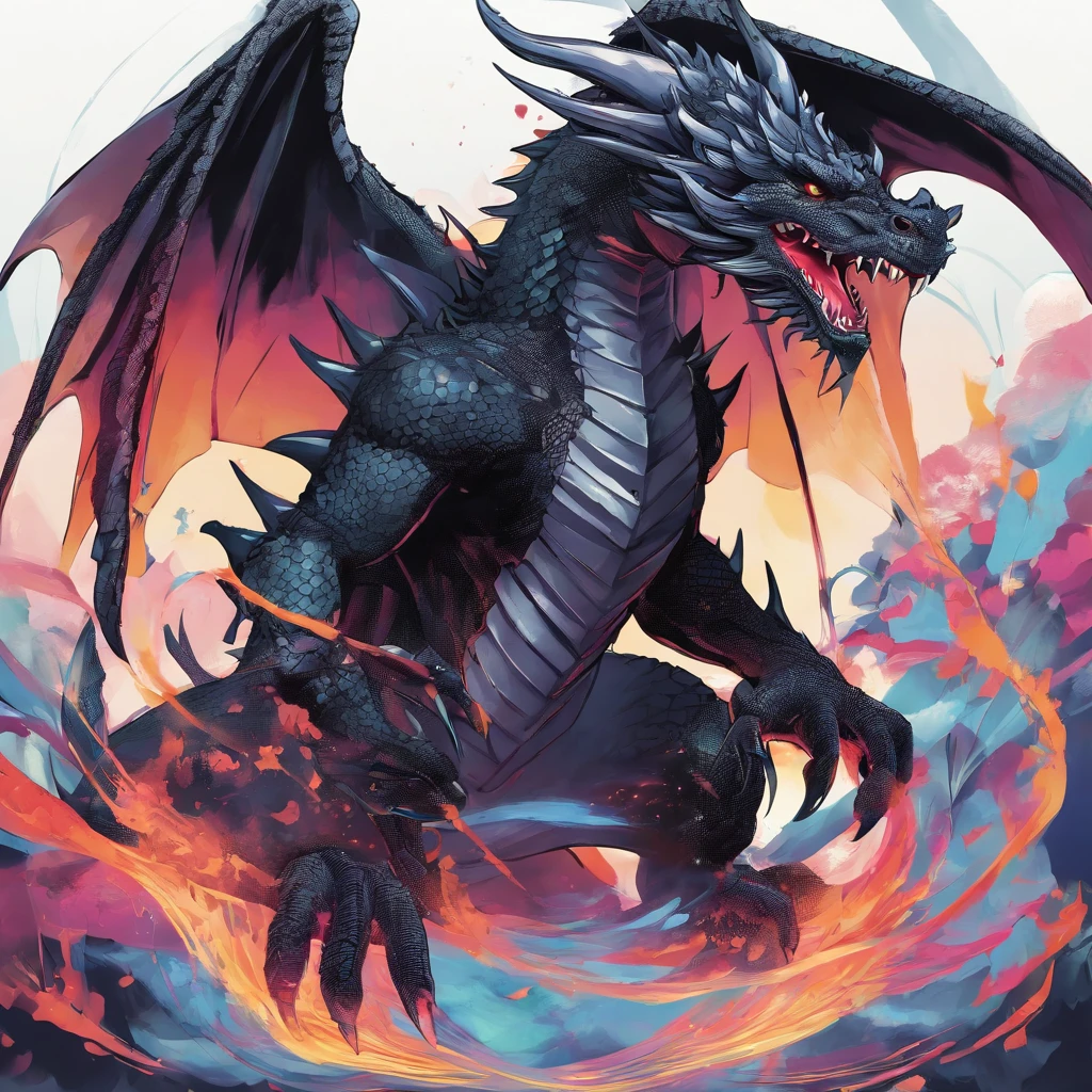 Male black dragon with wings and causal clothes.