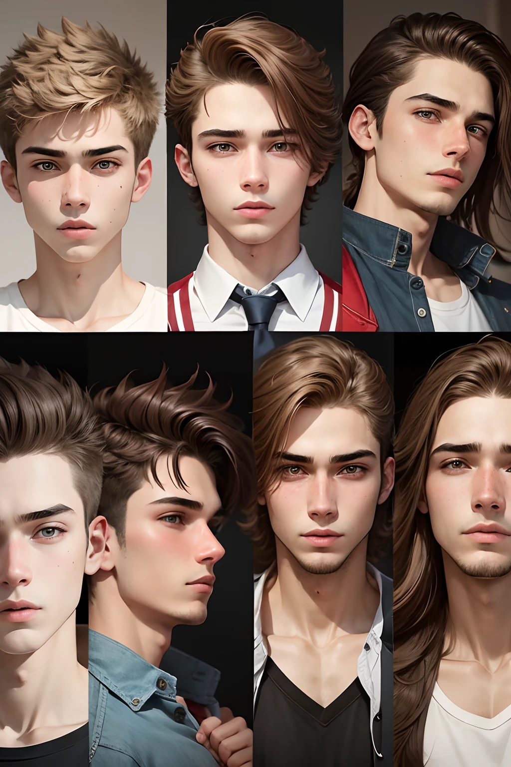 high school student, homem, de 18 anos, with various expressions on the face