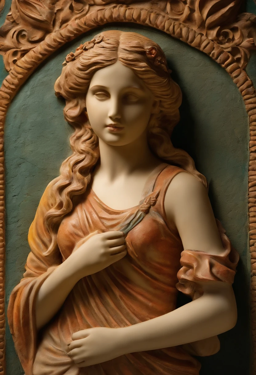 bas-relief on the wall, figure of a girl