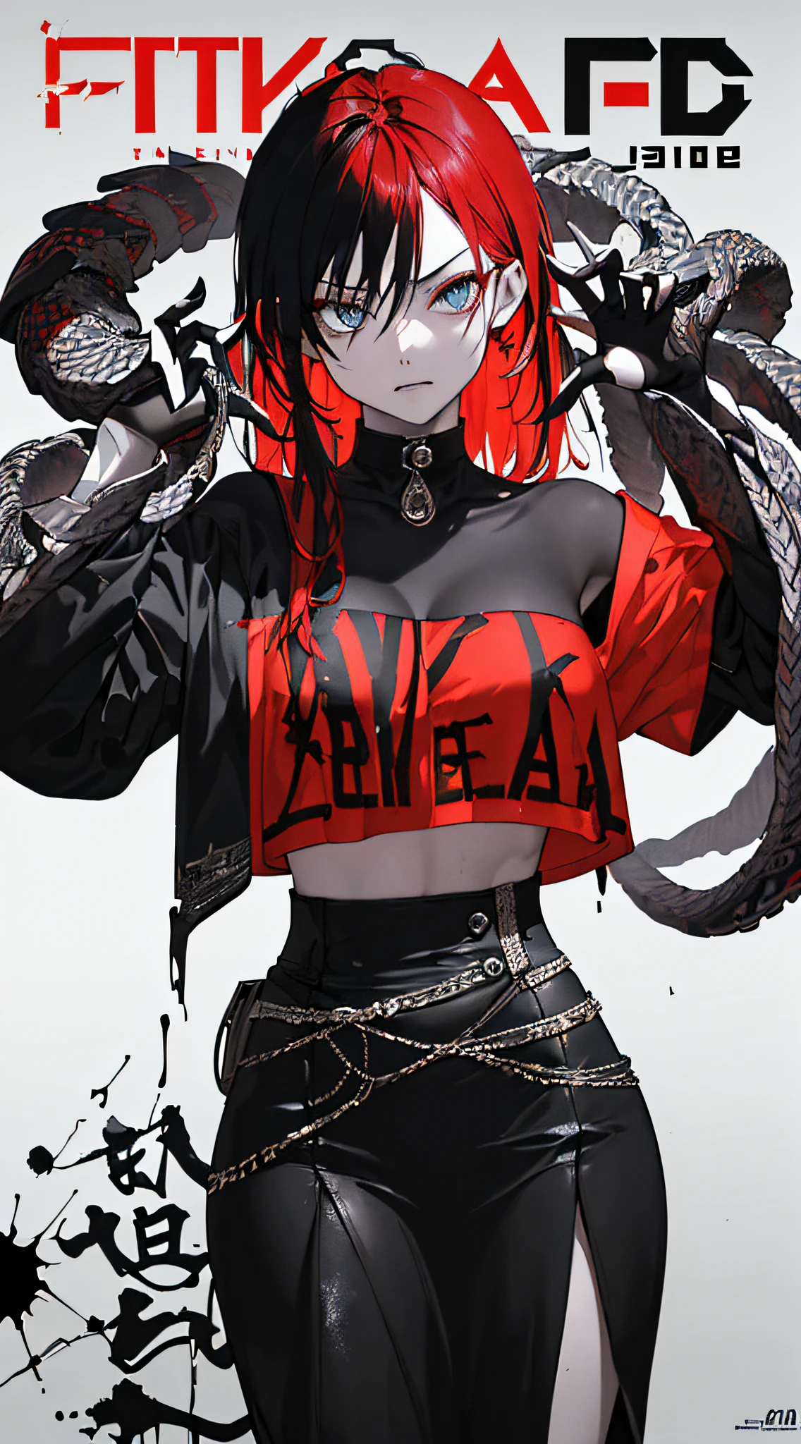 ((((dramatic))), (((gritty))), (((intense))) film poster featuring a young woman as the central character. She stands confidently in the center of the poster, wearing a stylish and edgy outfit, with a determined expression on her face. The background is dark and gritty, with a sense of danger and intensity. The text is bold and attention-grabbing, with a catchy tagline that adds to the overall feeling of drama and excitement. The color palette is mainly dark with splashes of vibrant colors, giving the poster a dynamic and visually striking appearance,tachi-e
(magazine:1.3), (cover-style:1.3), fashionable, woman, vibrant, outfit, posing, front, colorful, dynamic, background, elements, confident, expression, holding, statement, accessory, majestic, coiled, around, touch, scene, text, cover, bold, attention-grabbing, title, stylish, font, catchy, headline, larger, striking, modern, trendy, focus, fashion,