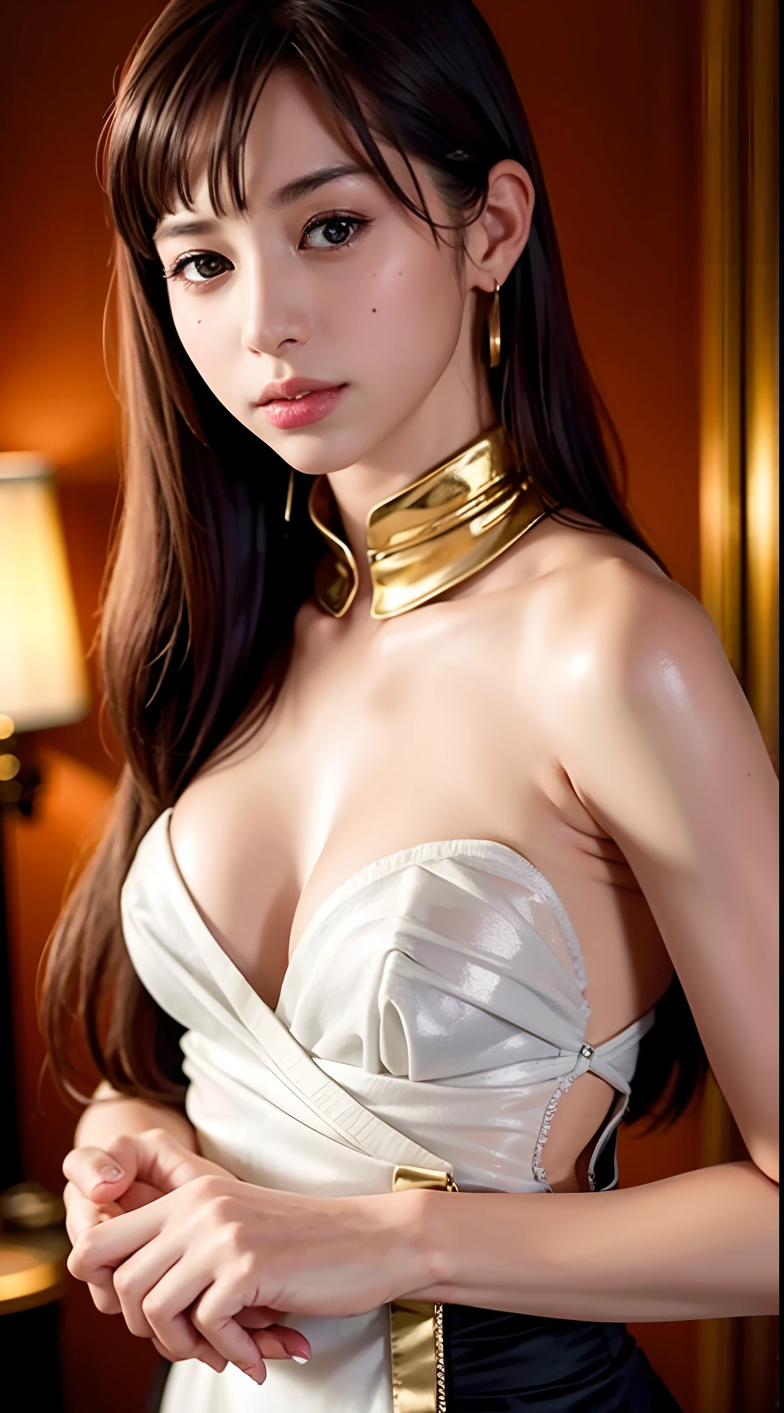 Woman Hung on Chains、slaves、Bukkake、tits out、Women who can spray white liquid on their chest、fullnude、(8K、Raw photography、Top image quality、masterpiece:1.2)、(real picture:1.6)、(masterpiece)、(Top image quality:1.0)、(Ultra Hi-Res:1.0)、detaileds、age 30s、Soio、Detailed beautiful skin, torture room,real looking skin, middlebreasts, top-quality, 超A high resolution,A sexy