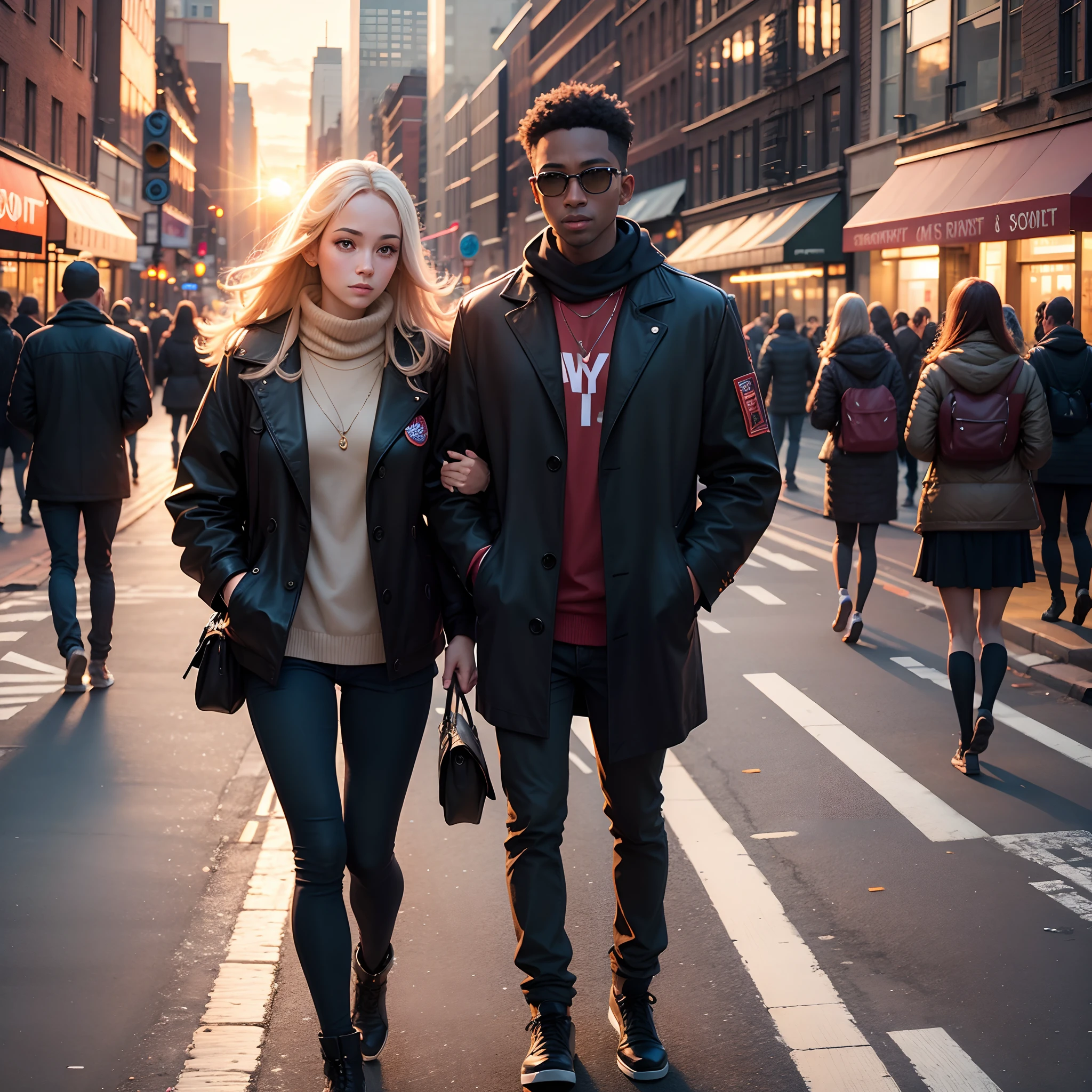 Newyork street ,sunset, walking public