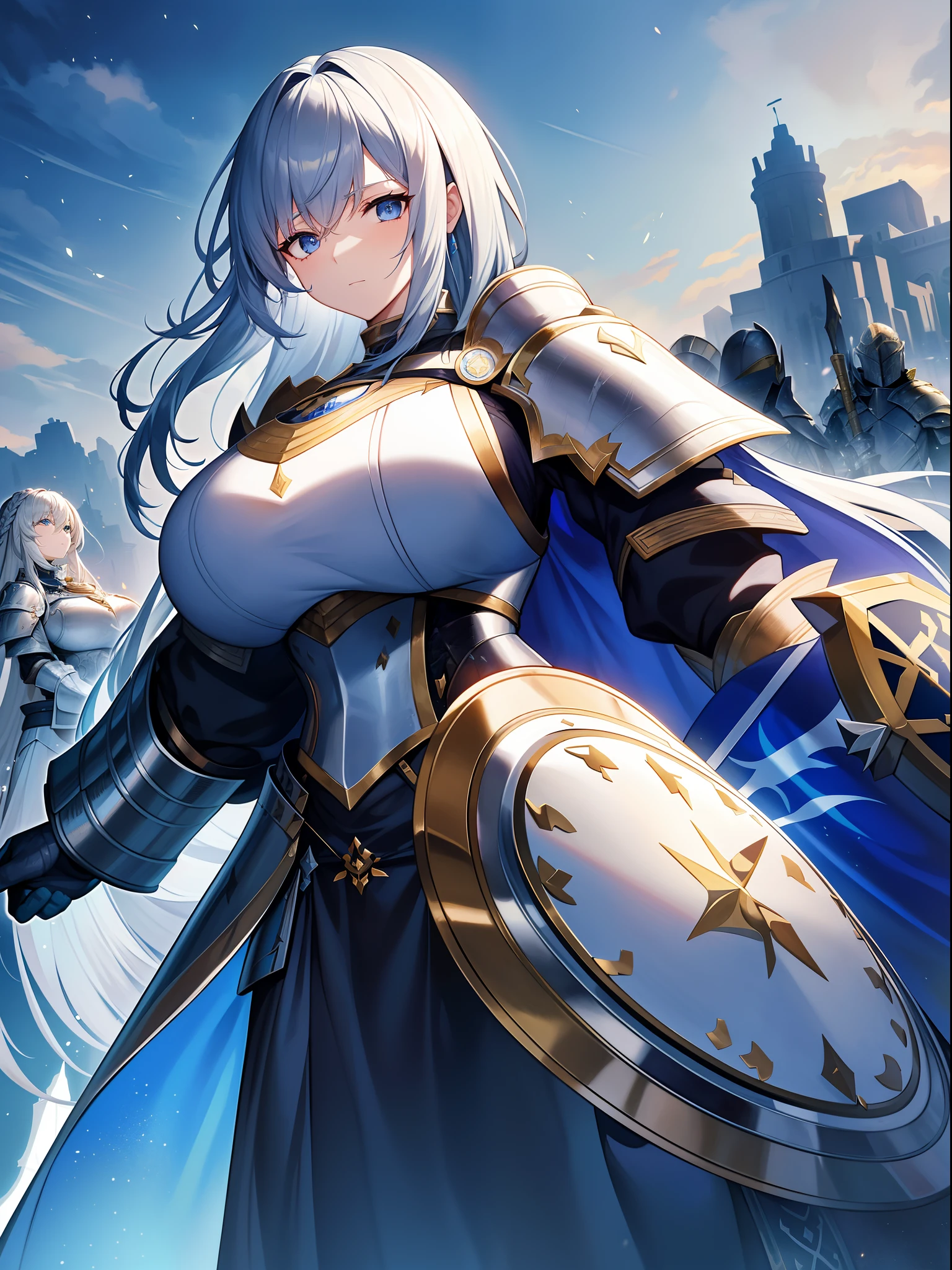 Outrageous resolution、masterpiece++、top-quality++、ultra-definition++、ultra-definition++、4k++、8k++、from side、(Background Focus)++、((1)))+++A knight wielding a giant shield who protects her friends behind her despite scars on her armor on the battlefield where a clothed woman destroys a city Praise、A knight who uses a huge shield to protect his friends behind him despite scars on his armor on the battlefield runes、A knight who uses a huge shield to protect his friends behind him despite scars on his armor on the battlefield magia、A knight wielding a giant shield who protects his comrades behind him despite scars on his full-body armor on the battlefield flying above 、A knight who uses a huge shield to protect his friends behind him despite scars on his armor on the battlefield married woman、A knight who uses a huge shield to protect his friends behind him despite scars on his armor on the battlefield president、Detailed contemporary art、Contemporary Art Style、A knight wielding a giant shield who protects his friends behind him despite scars on his armor on the beautiful modern battlefield the witch、A knight who uses a huge shield to protect his friends behind him despite scars on his armor on the battlefield college aged、Contemporary Art Behans、A knight who uses a huge shield to protect his friends behind him despite scars on his armor on the battlefield High school students、A knight wielding a giant shield who protects his friends behind him despite scars on his armor on a beautiful battlefield Female Jay、A knight wielding a giant shield who protects his friends behind him despite scars on his armor on a shiny floating battlefield shards、A knight who uses a huge shield to protect his friends behind him despite scars on his armor on the battlefield 、 A knight wielding a giant shield who protects his comrades behind him despite scars on his armor on a dazzling battlefield spark of light、A knight who uses a huge shield to protect his friends behind him despite scars on