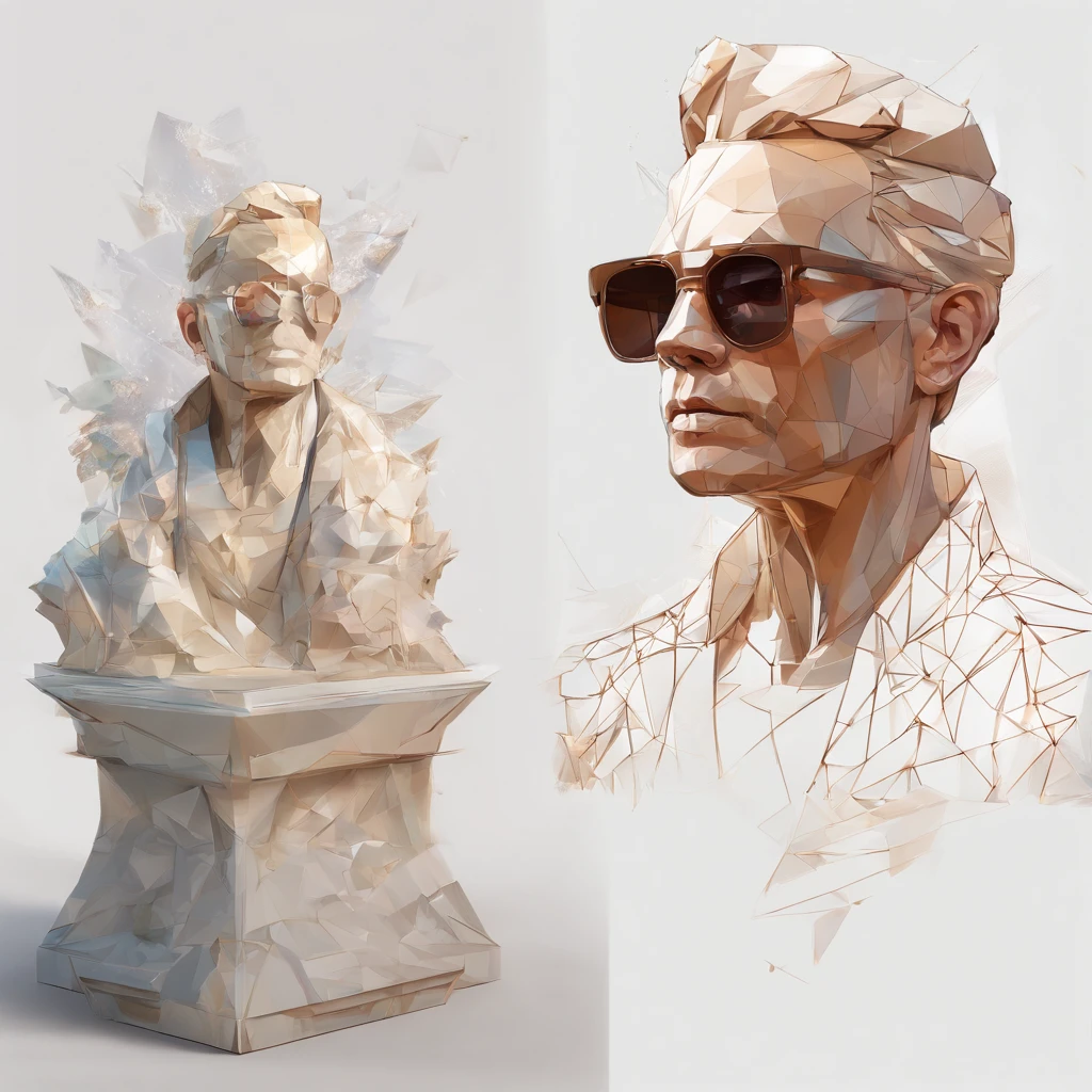 Perfect alignment, Sand monk in jacket，Crystal Vase，Rose flower, Wearing sunglasses, cheerfulness, Standing position, Abstract beauty, Centered, Looking at the camera, Facing the camera, Approaching perfection, Dynamic, Highly detailed, Smooth, Sharp Focus, 8K, hight resolution, Illustration, art by carne griffiths and wadim kashin, White background