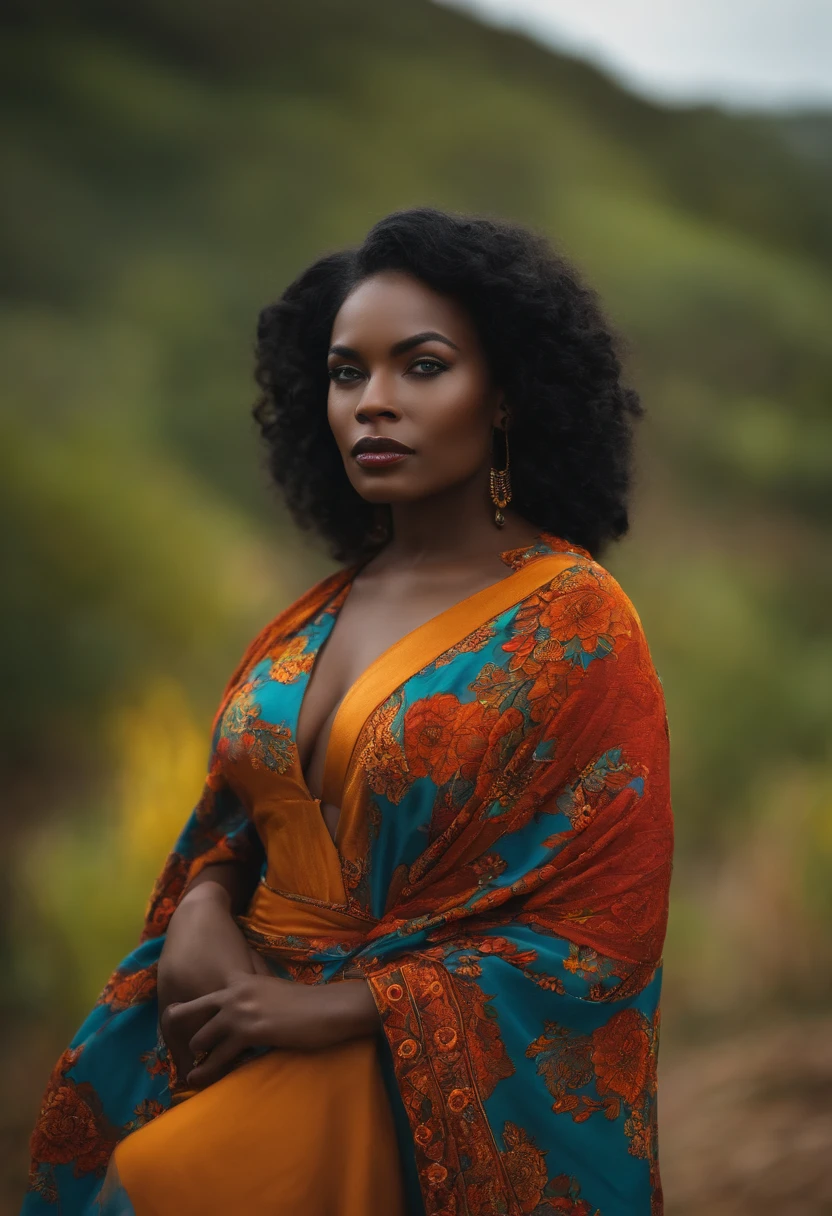 mulher negra cabelos longos