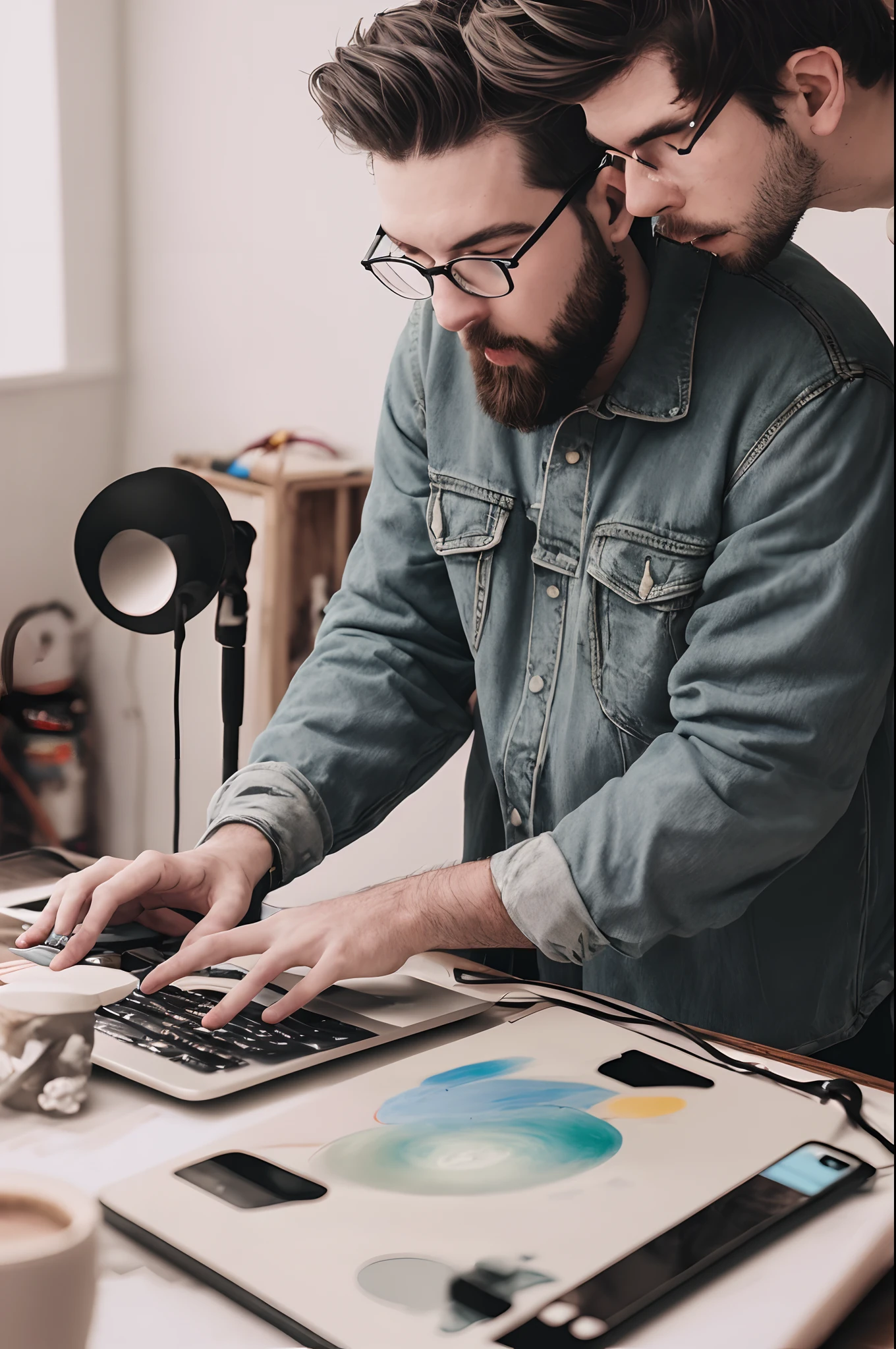 give me a relatable picture of an artist making a mistake while uploading his song online