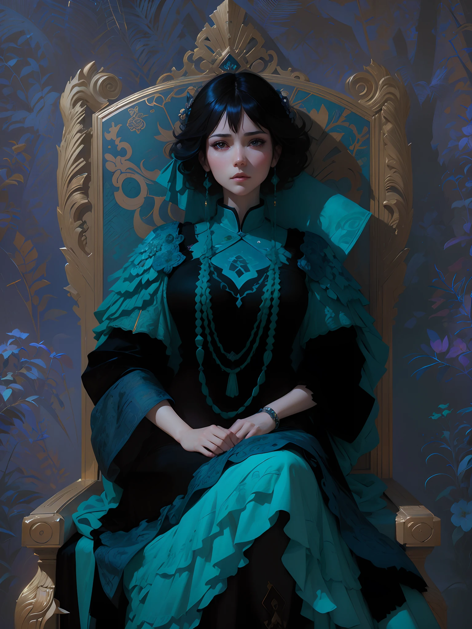 High quality, masterpiece, masterpiece, exquisite facial features, exquisite hair, exquisite eyes, exquisite color hair, 4K picture quality, gorgeous light and shadow, extreme detailed,(fractal art), Tyndall effect, halo, messy hair, young state, gorgeous scene, exquisite clothes, chains, feathers, ancient chinese beauty with big eyes very detailed, digital painting, artstation, concept art, sharp focus, illustration, art by greg rutkowski and alphonse mucha and victo ngai