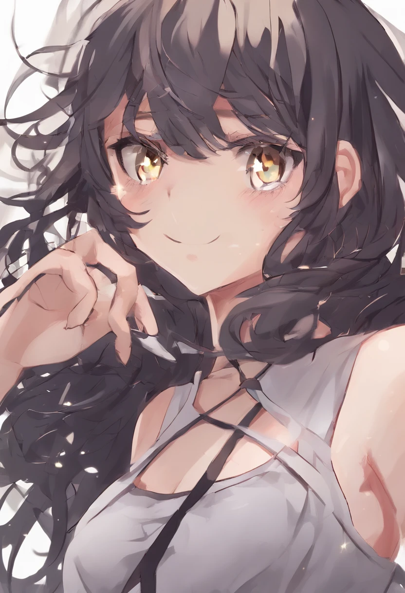 masutepiece, Hu Tao(GenshinImpact), slovenly, symbol-shaped pupils, Black bra, Shy, Surprised, Simple background, White background, Detailed face