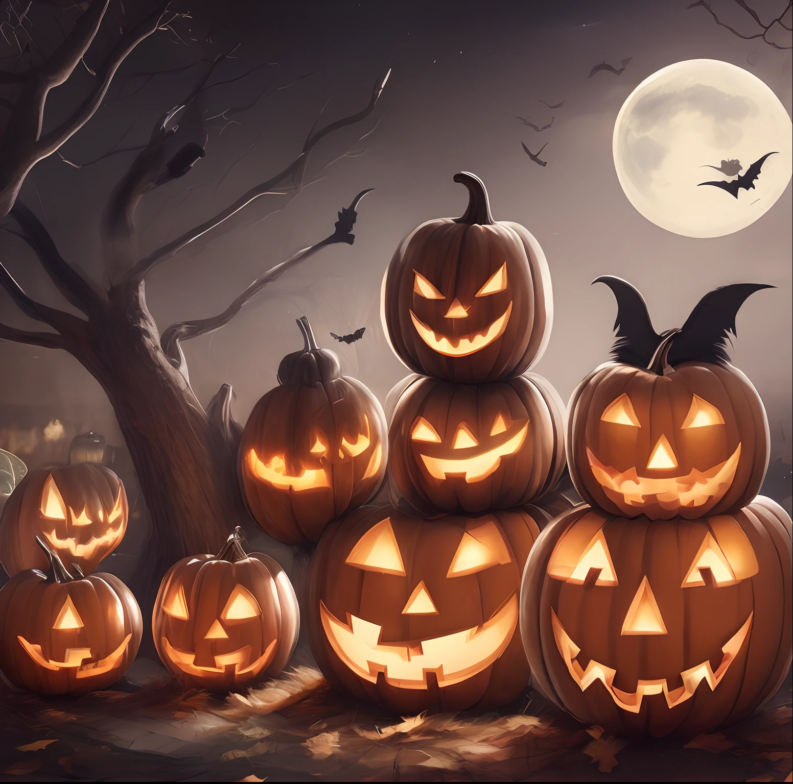 bottom, halloween, Pumpkins, bats