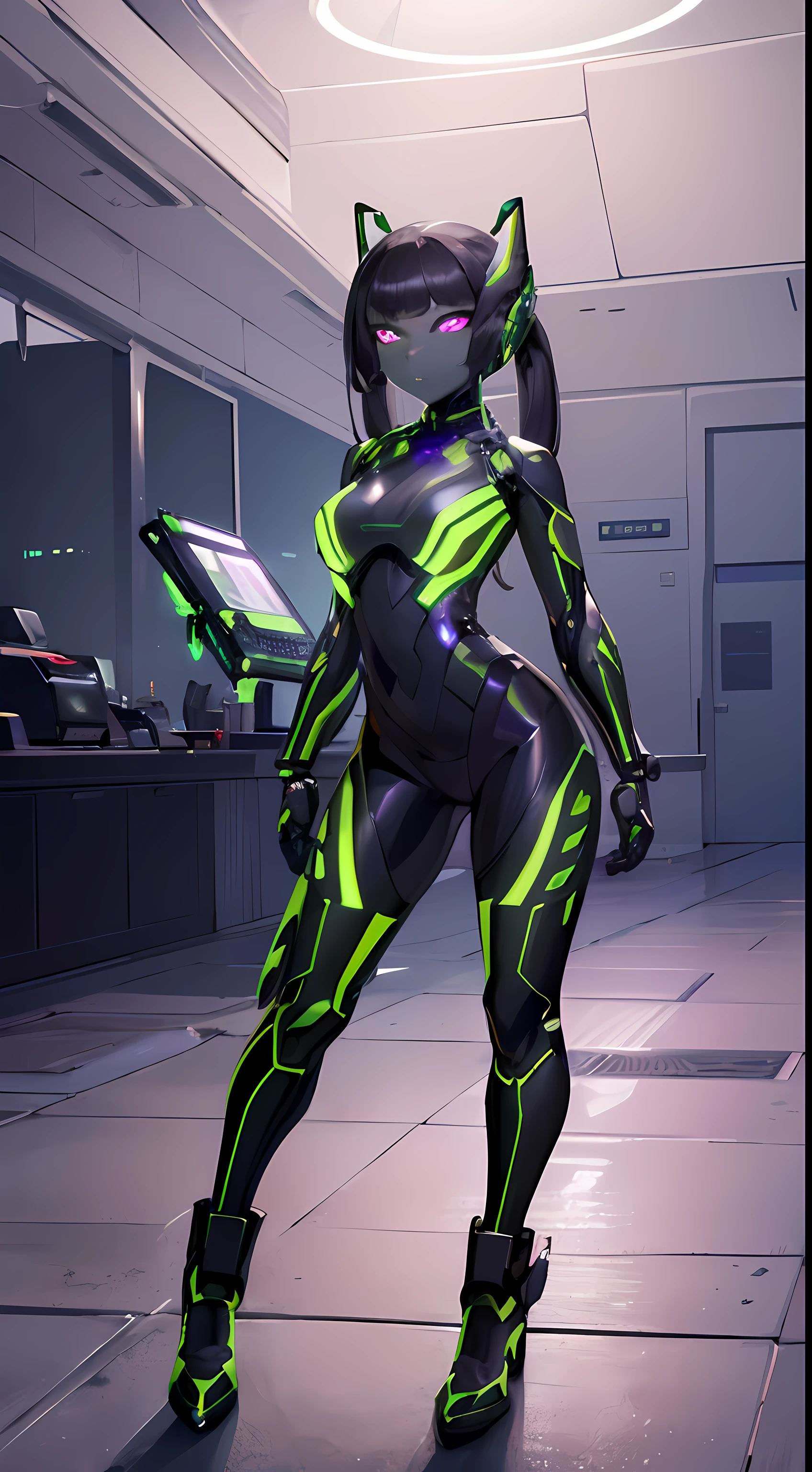 (best quality,4k,8k,highres,masterpiece:1.2),ultra-detailed,realistic,sci-fi,digital art,female alien biomechanic,futuristic,mechanical details,full body,cinematic style, glowing eyes, metallic armor, intricate patterns, cybernetic implants, advanced technology,other-worldly atmosphere,vibrant colors,shadowy lighting, immersive backdrop
