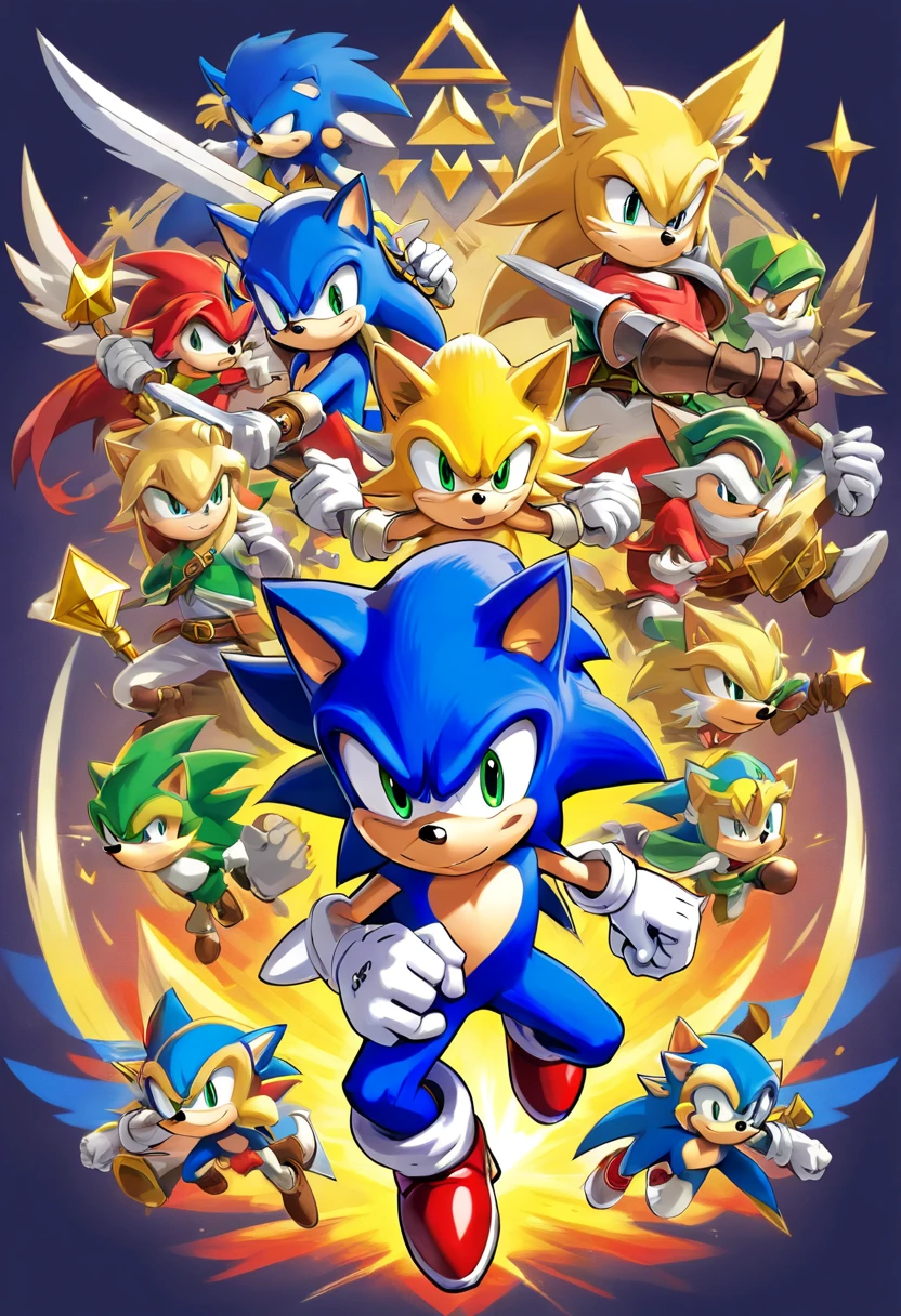 Sonic the hedgehog with the tri force